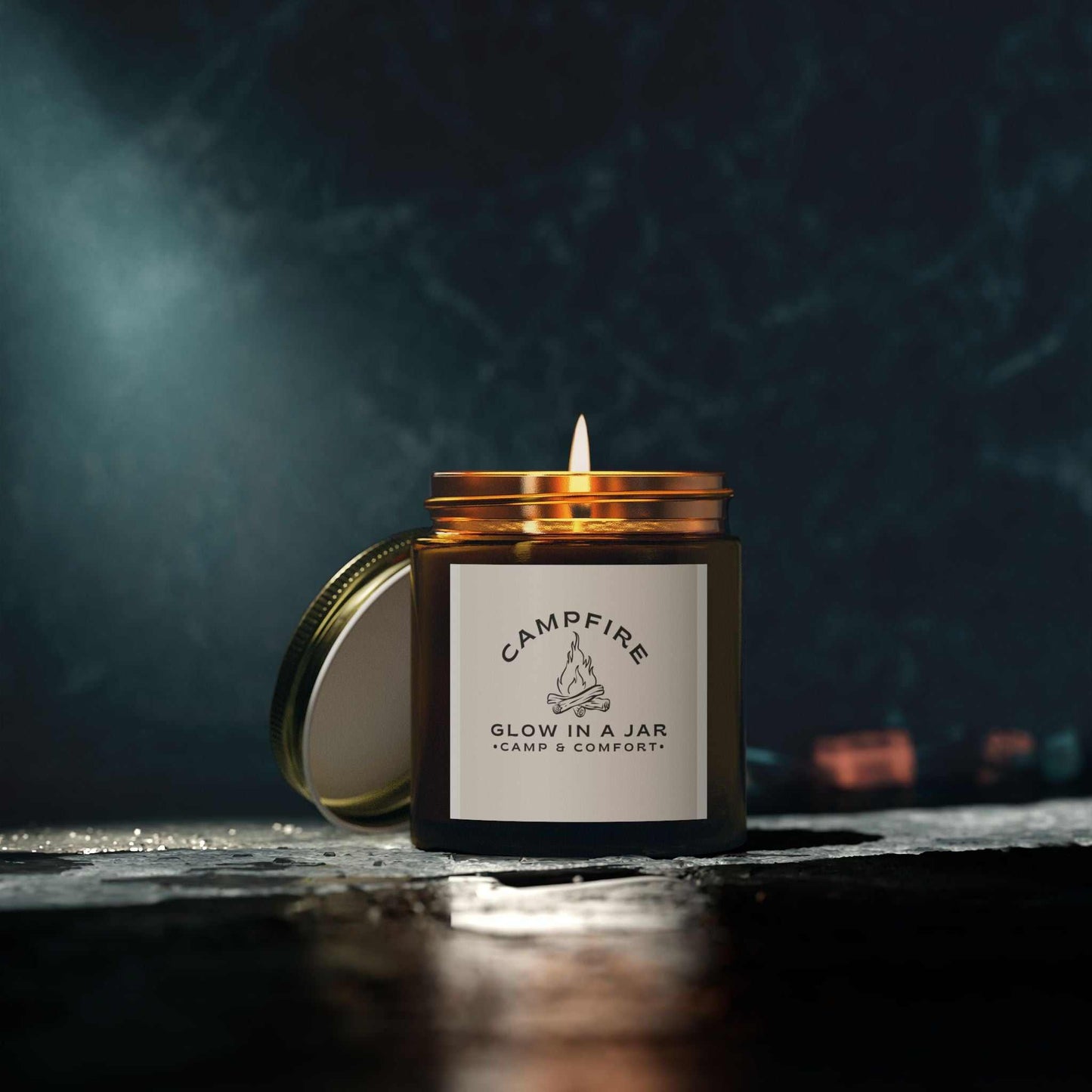 Campfire Glow in a Jar – Hand-Poured Soy Candle - Camp and Comfort