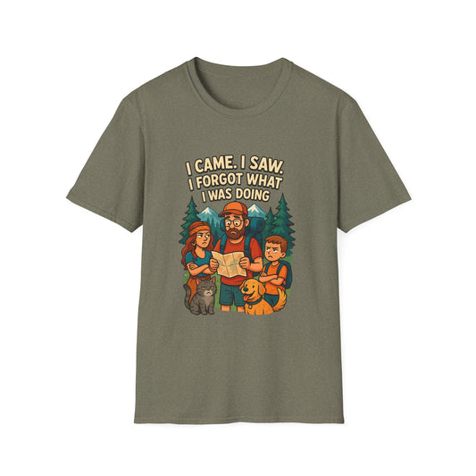 Outdoor Adventure Unisex T-Shirt - "I Came, I Saw, I Forgot What I Was Doing"