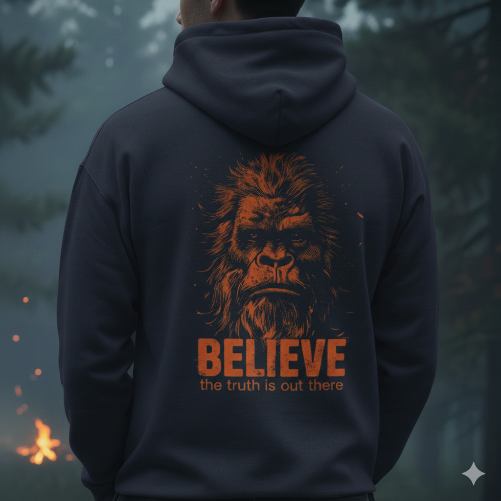 Believe Bigfoot Hoodie — "Believe the truth is out there" Camp & Comfort Pullover