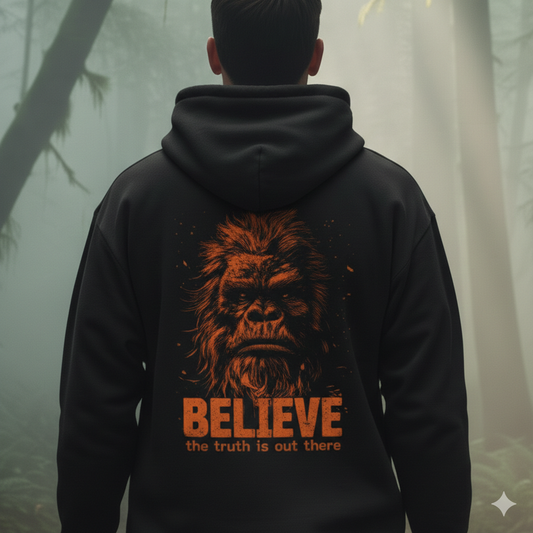 Believe Bigfoot Hoodie — "Believe the truth is out there" Camp & Comfort Pullover