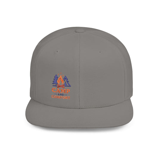 Adventure - Ready Flat Bill Snapback - 'Camp and Comfort' Design - Camp and Comfort