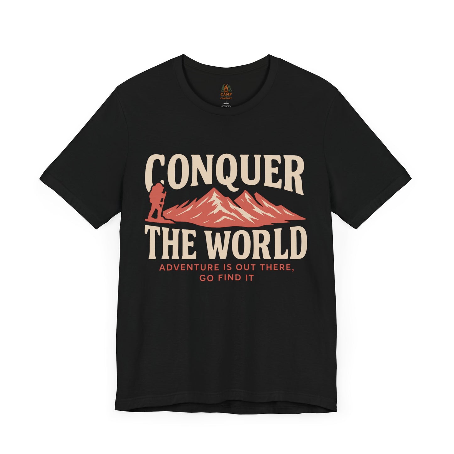 Adventure Seeker Tee - Conquer the World - Unisex Short Sleeve Shirt for Outdoor Lovers, Travel Enthusiasts, Gift for Adventurers