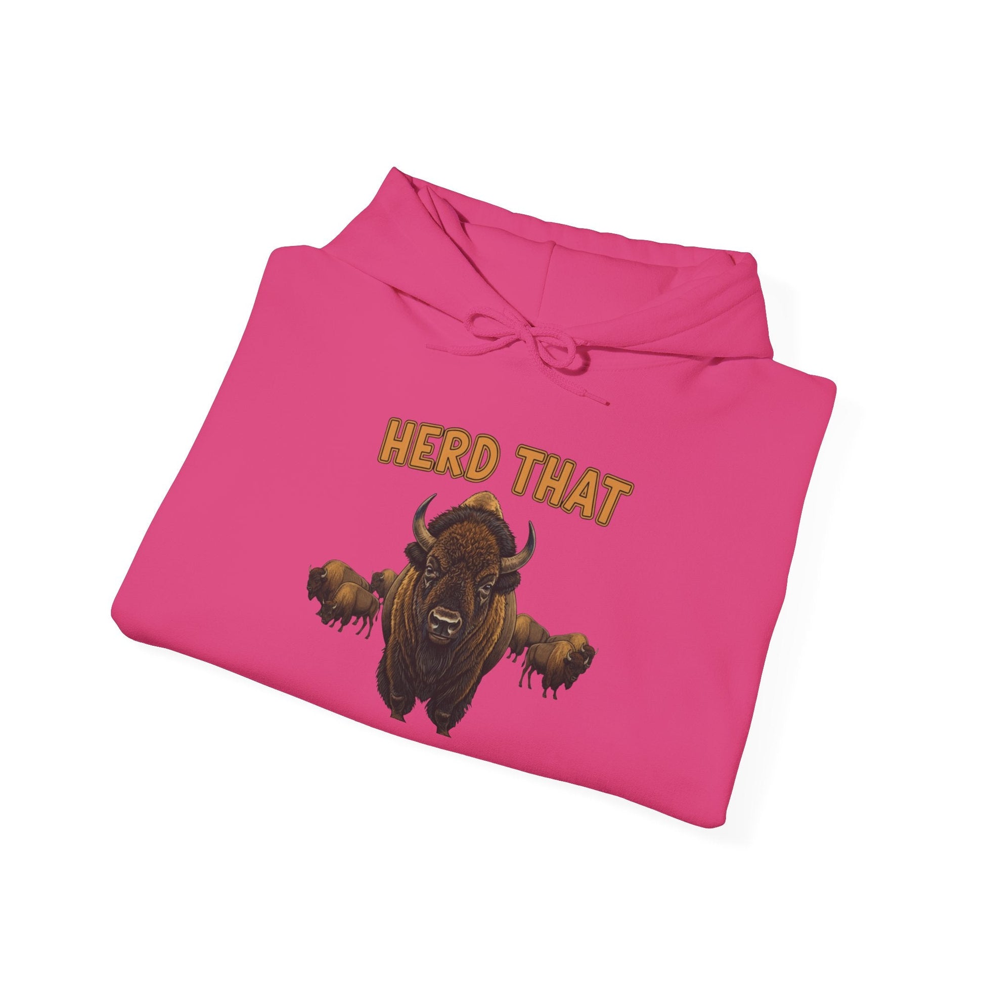 Herd That! Funny Yellowstone bison hoodie with vintage bison design and cozy blend fabric.