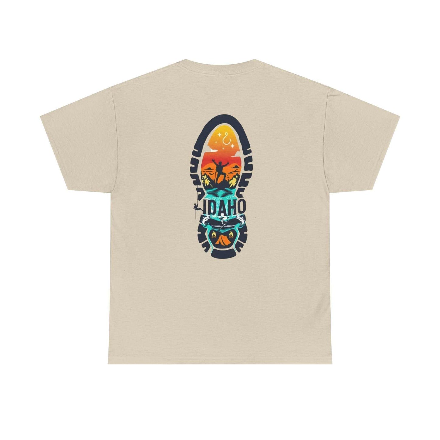 Idaho Hiking Boot Print T-Shirt | Camp & Comfort logo, outdoor travel tee