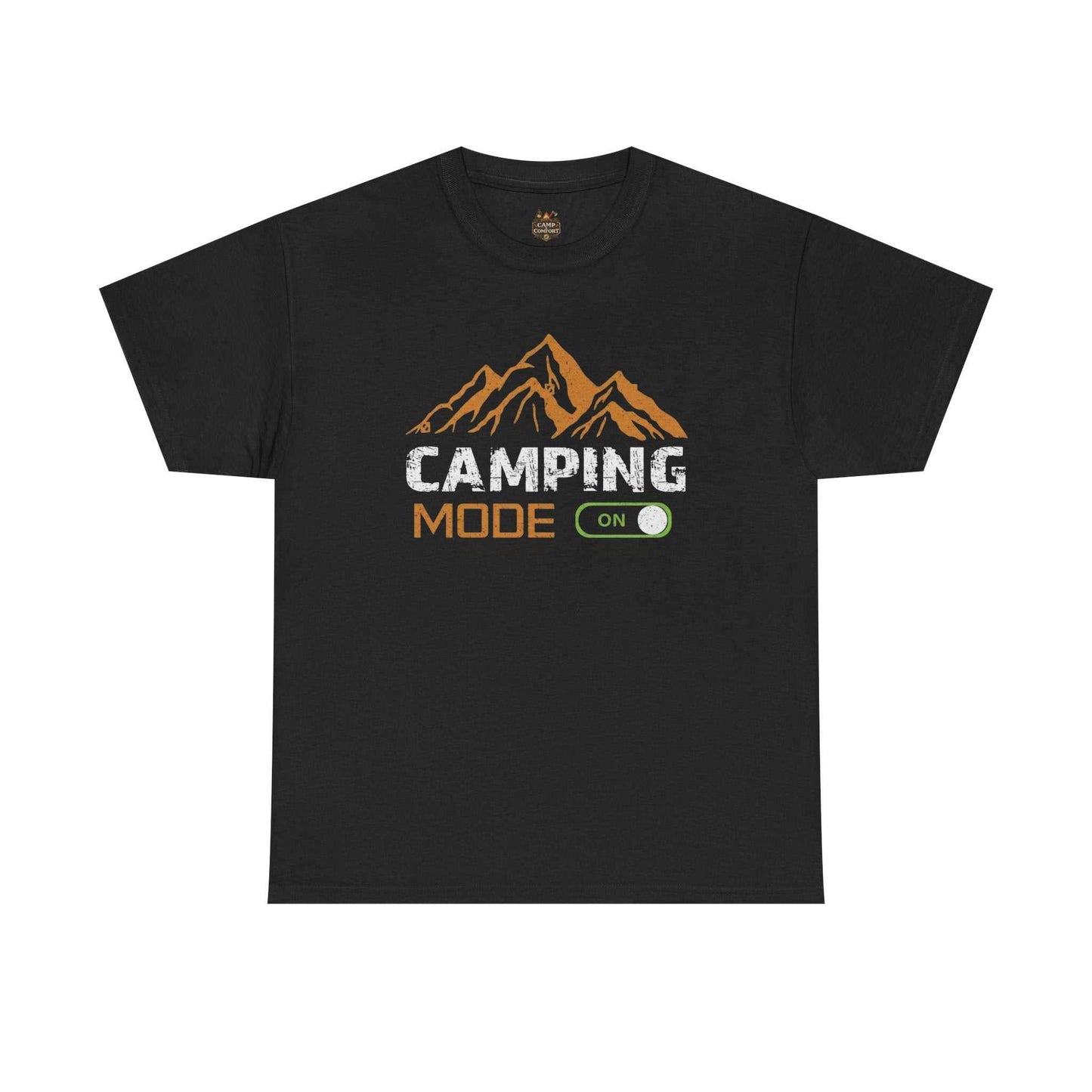 Camping Mode On T-Shirt with mountain graphic for outdoor adventure and hiking