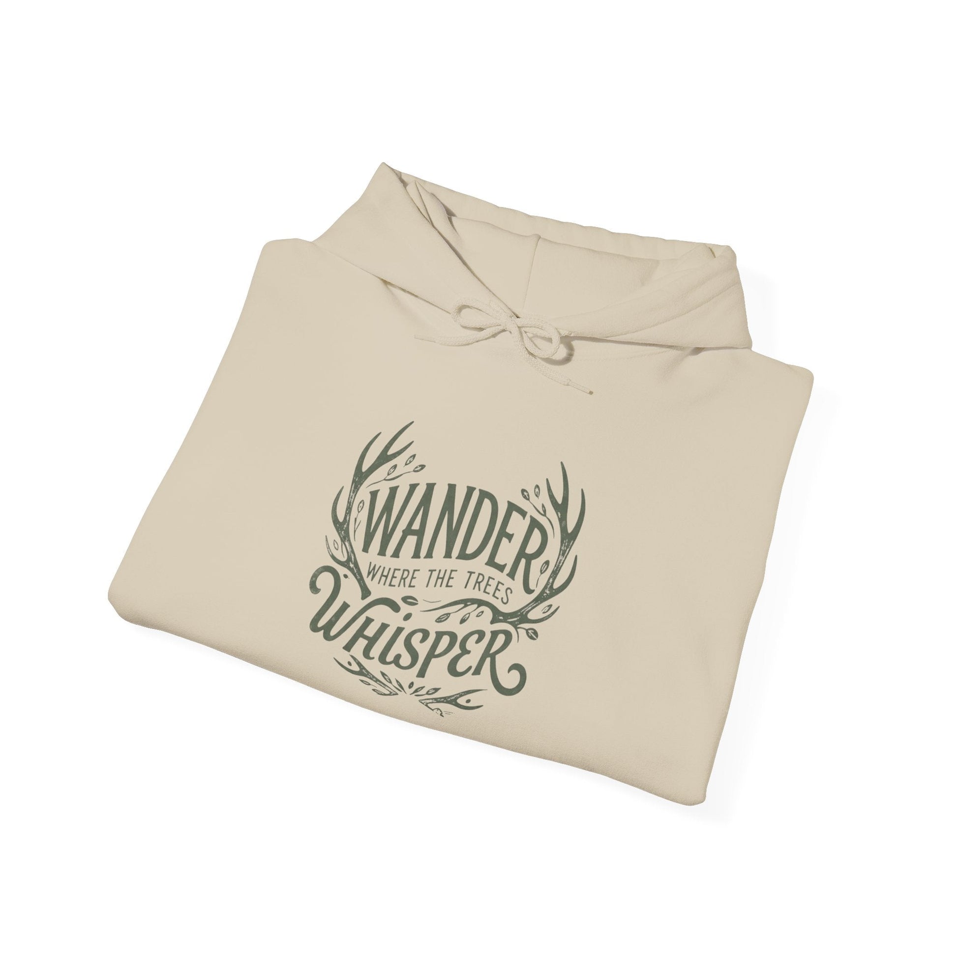 Wander Where the Trees Whisper Sweater - Elk Camping Soft Warm Hoodie, Unisex Heavy Blend™ Sweatshirt, Gift for Nature Lovers Printify