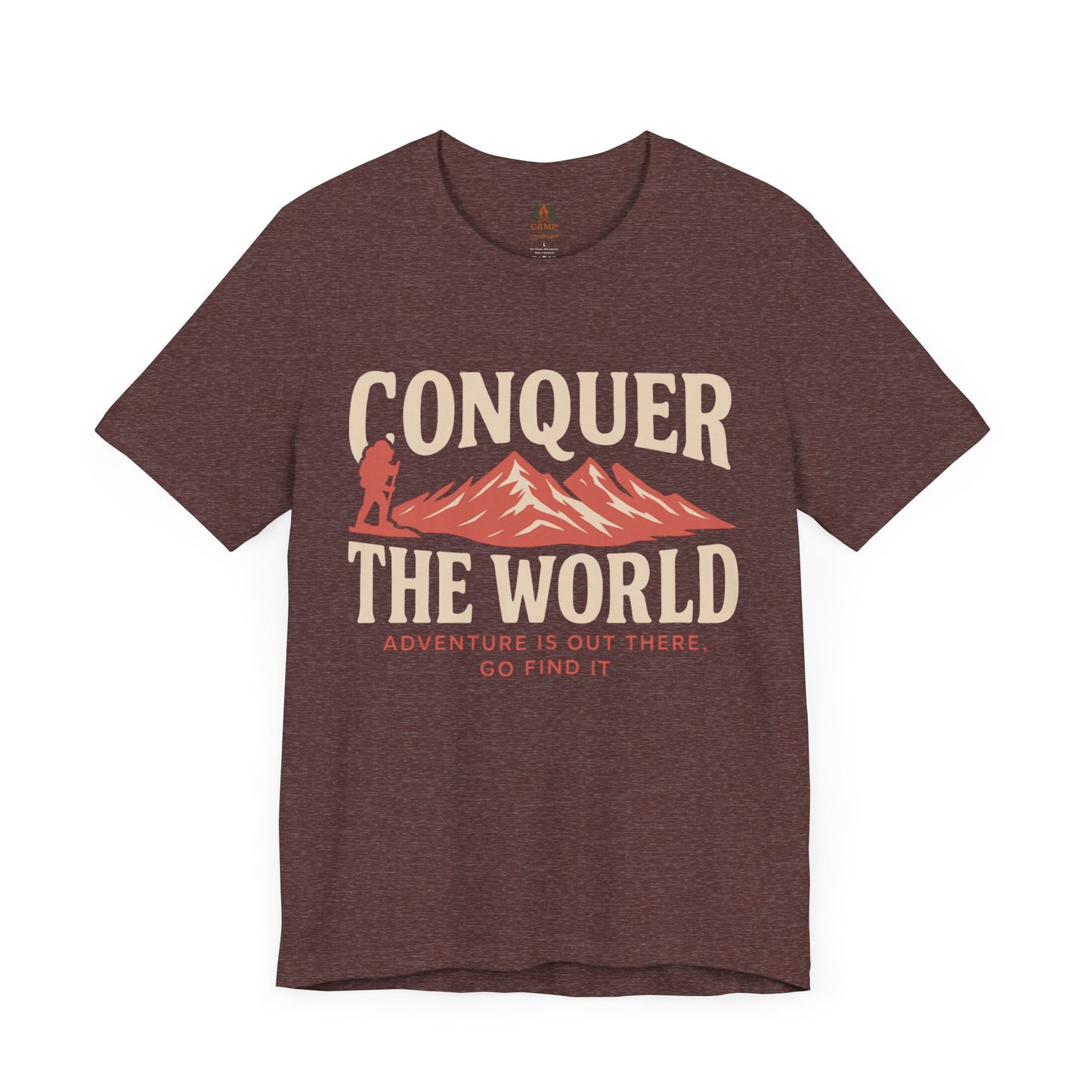 Adventure Seeker Tee - Conquer the World - Unisex Short Sleeve Shirt for Outdoor Lovers, Travel Enthusiasts, Gift for Adventurers