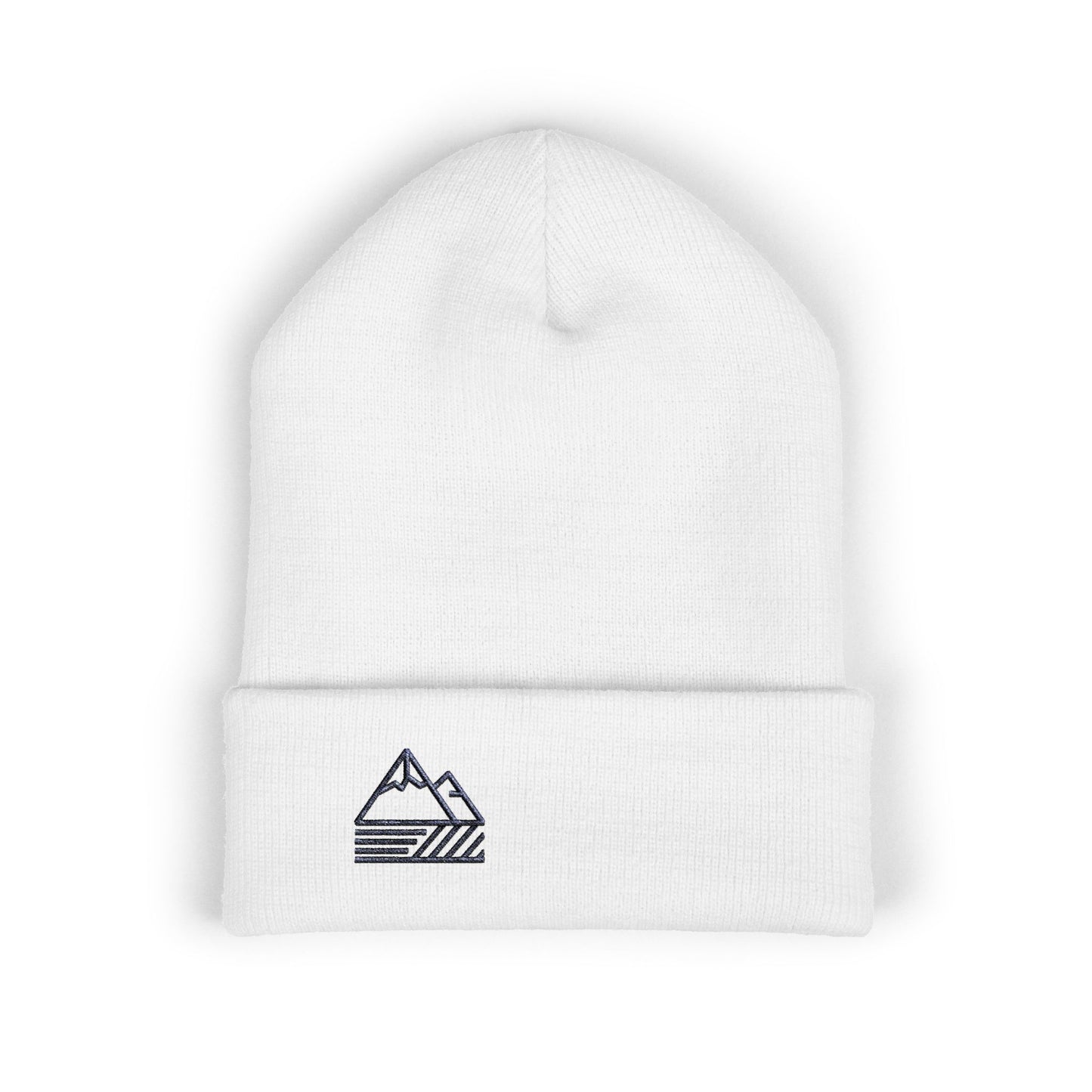 Winter Mountains Cuffed Beanie, Cozy Beanie, Outdoor Beanie, Gift for Him, Embroidered Hat, Winter Accessory