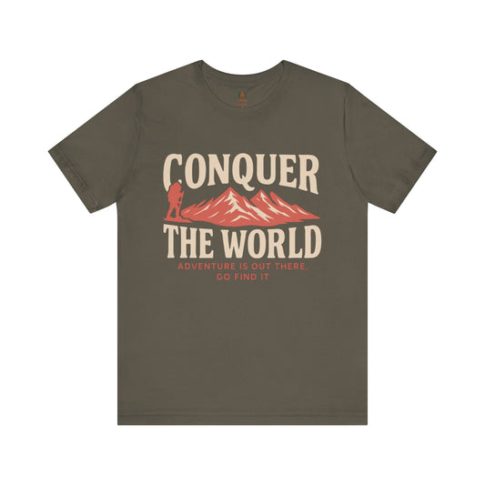 Adventure Seeker Tee - Conquer the World - Unisex Short Sleeve Shirt for Outdoor Lovers, Travel Enthusiasts, Gift for Adventurers