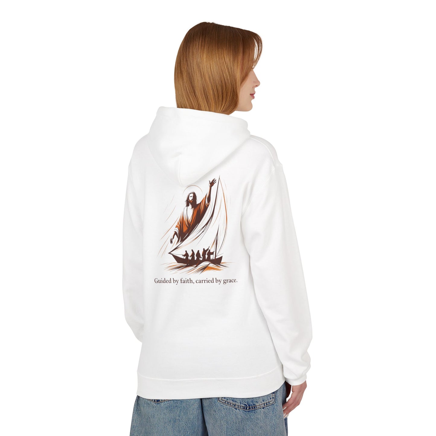 Jesus Sailing Hoodie — "Guided by faith, carried by grace" Christian Hoodie