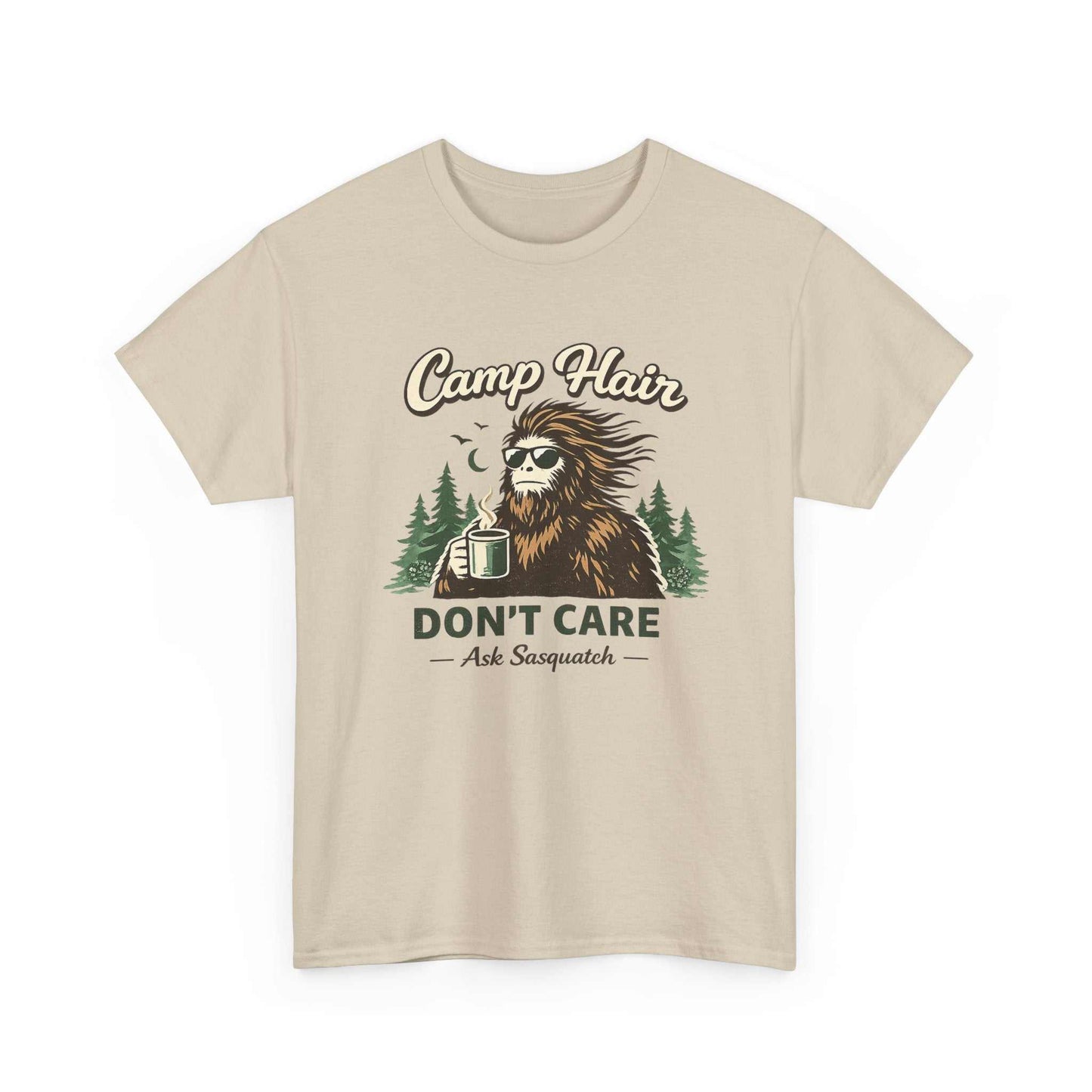 A Sassy Squatch t-shirt featuring a graphic of Bigfoot walking with a confident 'sassy' pose, printed on a premium tee.