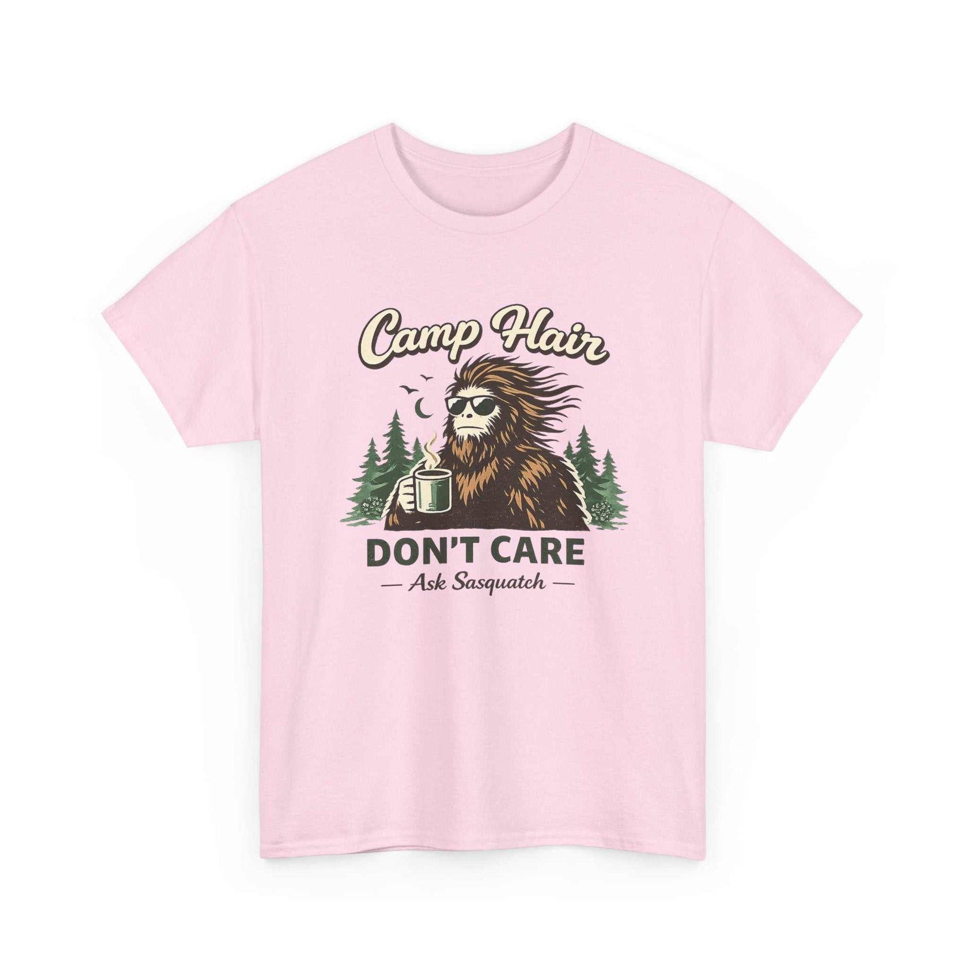 A Sassy Squatch t-shirt featuring a graphic of Bigfoot walking with a confident 'sassy' pose, printed on a premium tee.