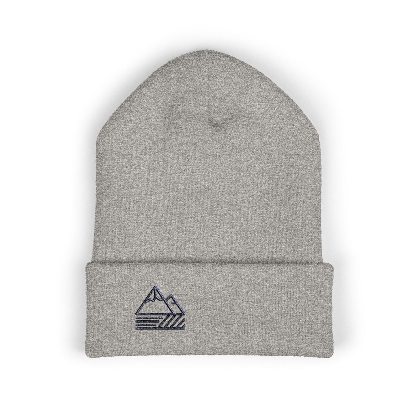 Winter Mountains Cuffed Beanie, Cozy Beanie, Outdoor Beanie, Gift for Him, Embroidered Hat, Winter Accessory