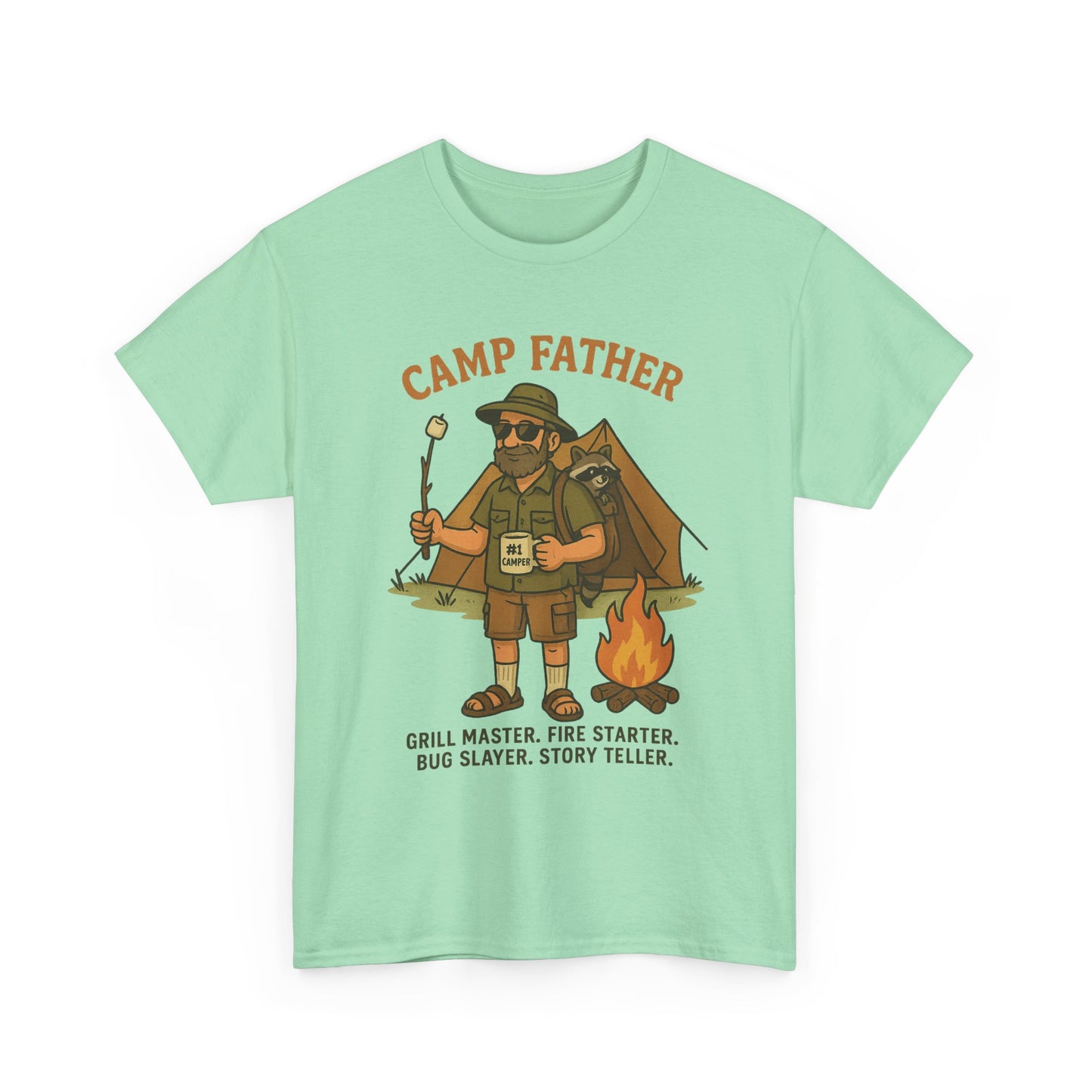 Camp Father Unisex Heavy Cotton Tee - Grill Master & Story Teller T-Shirt