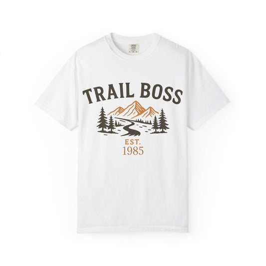 Trail Boss Unisex T-Shirt in garment-dyed fabric, perfect for dads and outdoor adventures