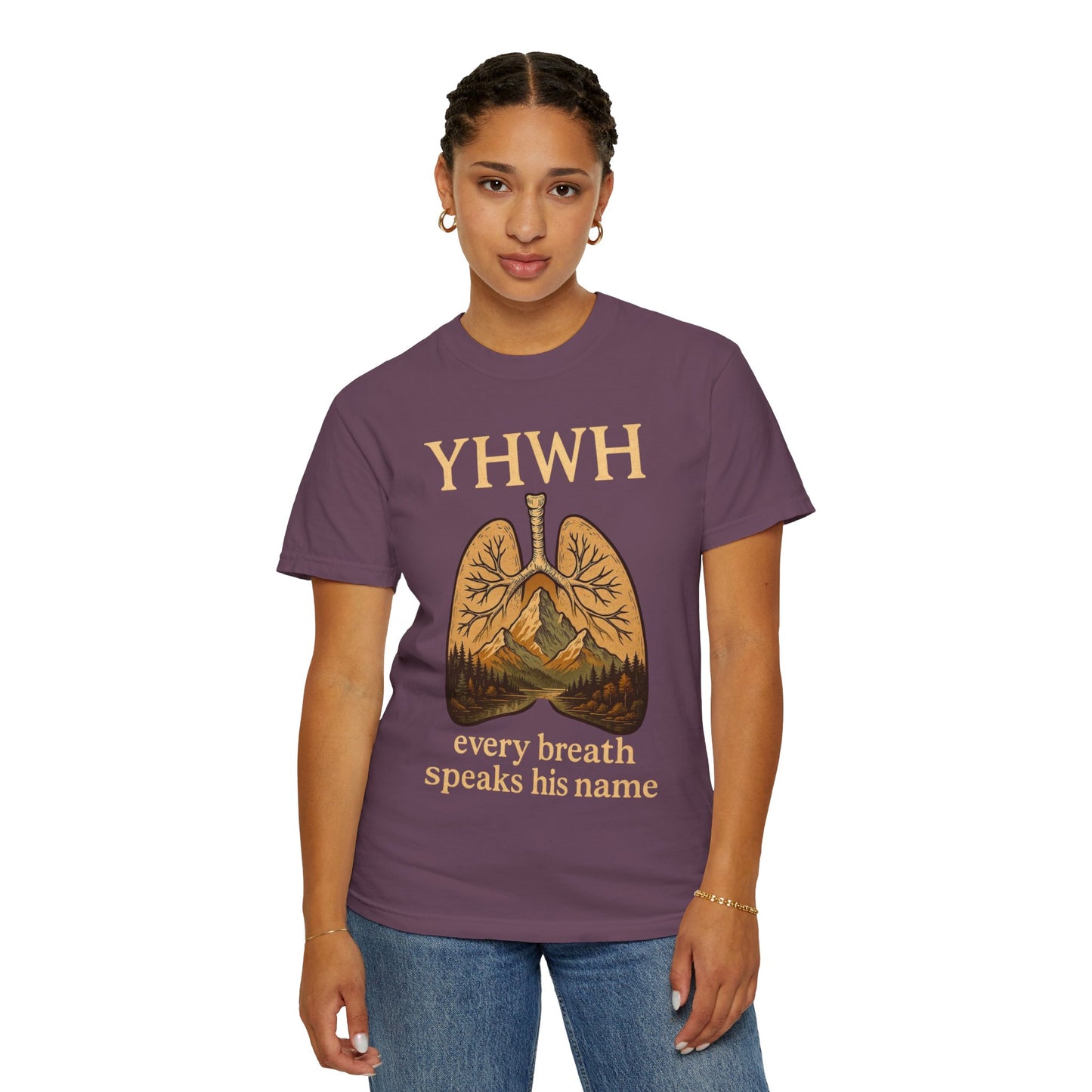 YHWH Lungs Illustration every breath speaks his name | Christian Faith Tee