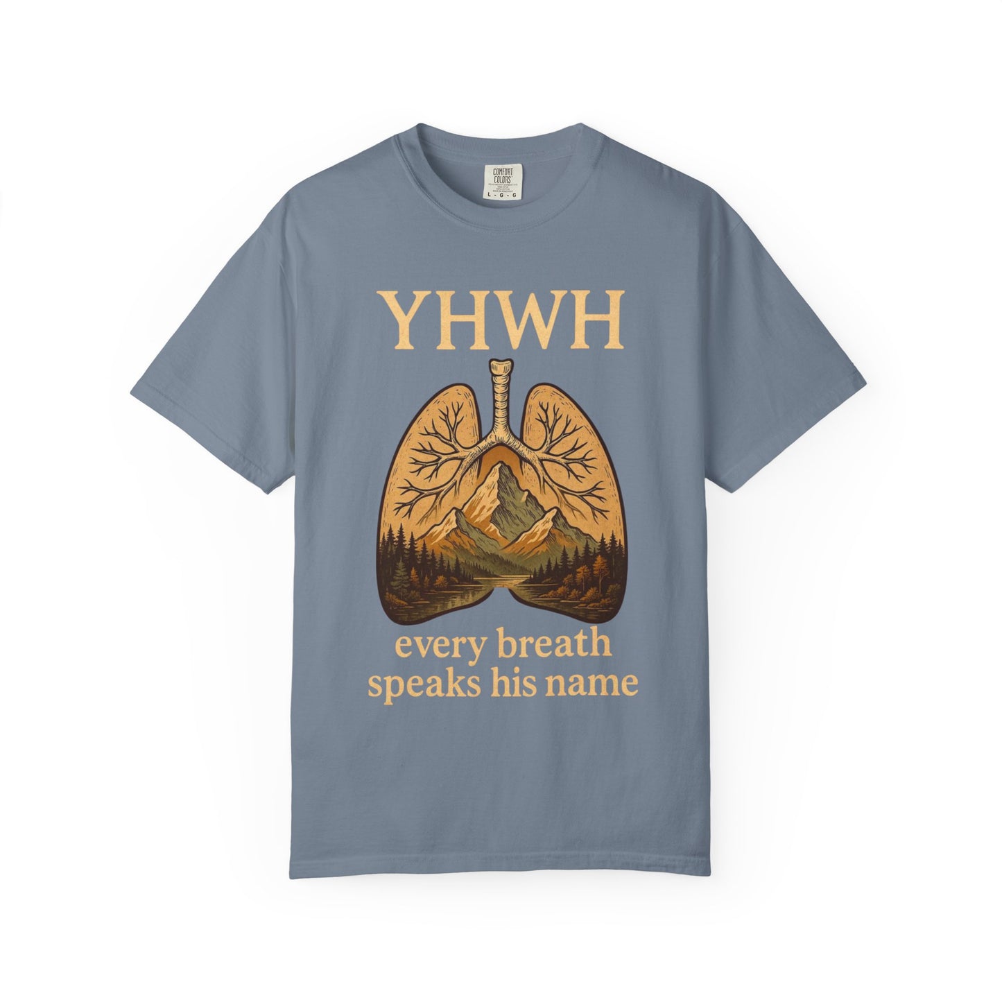 YHWH Lungs Illustration every breath speaks his name | Christian Faith Tee