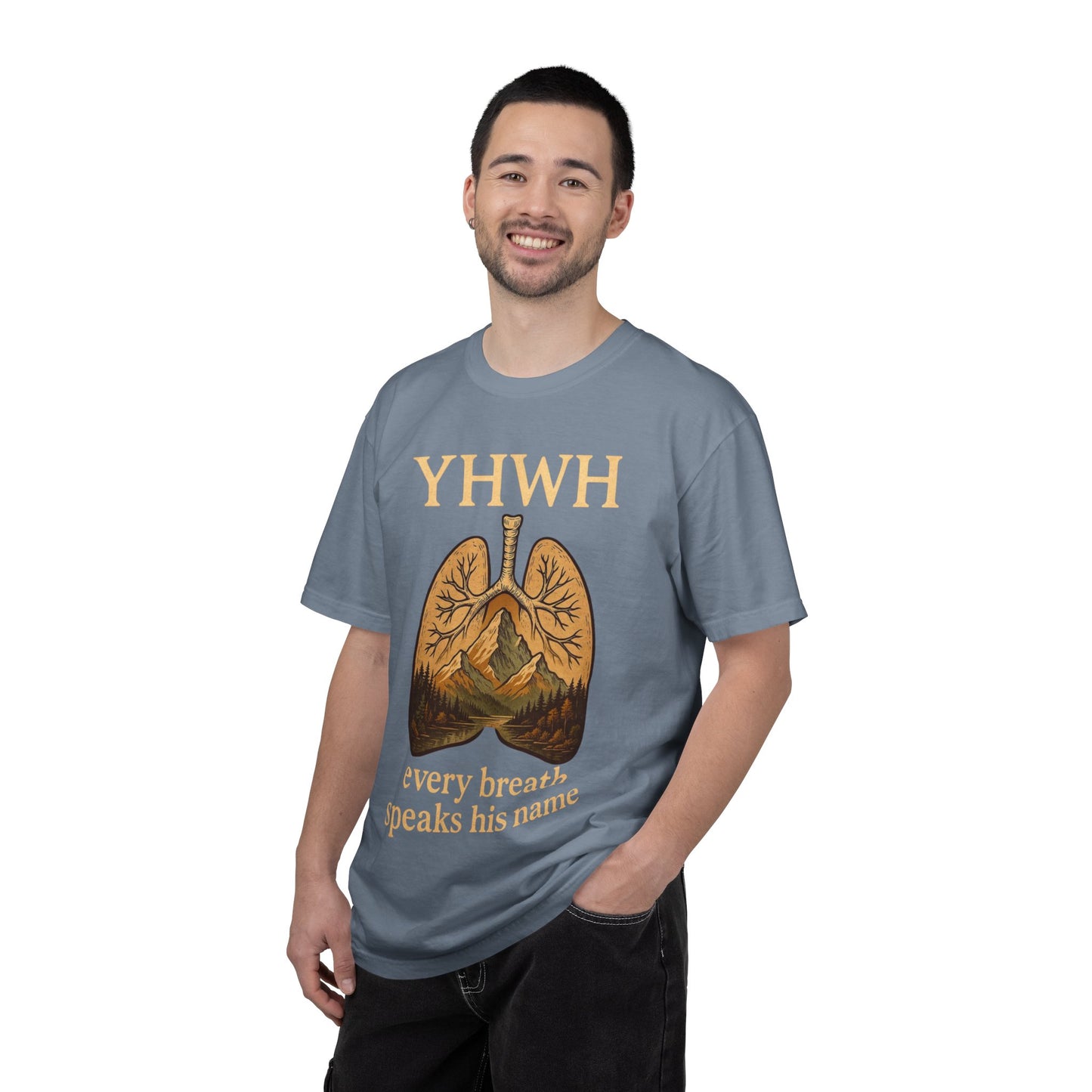 YHWH Lungs Illustration every breath speaks his name | Christian Faith Tee