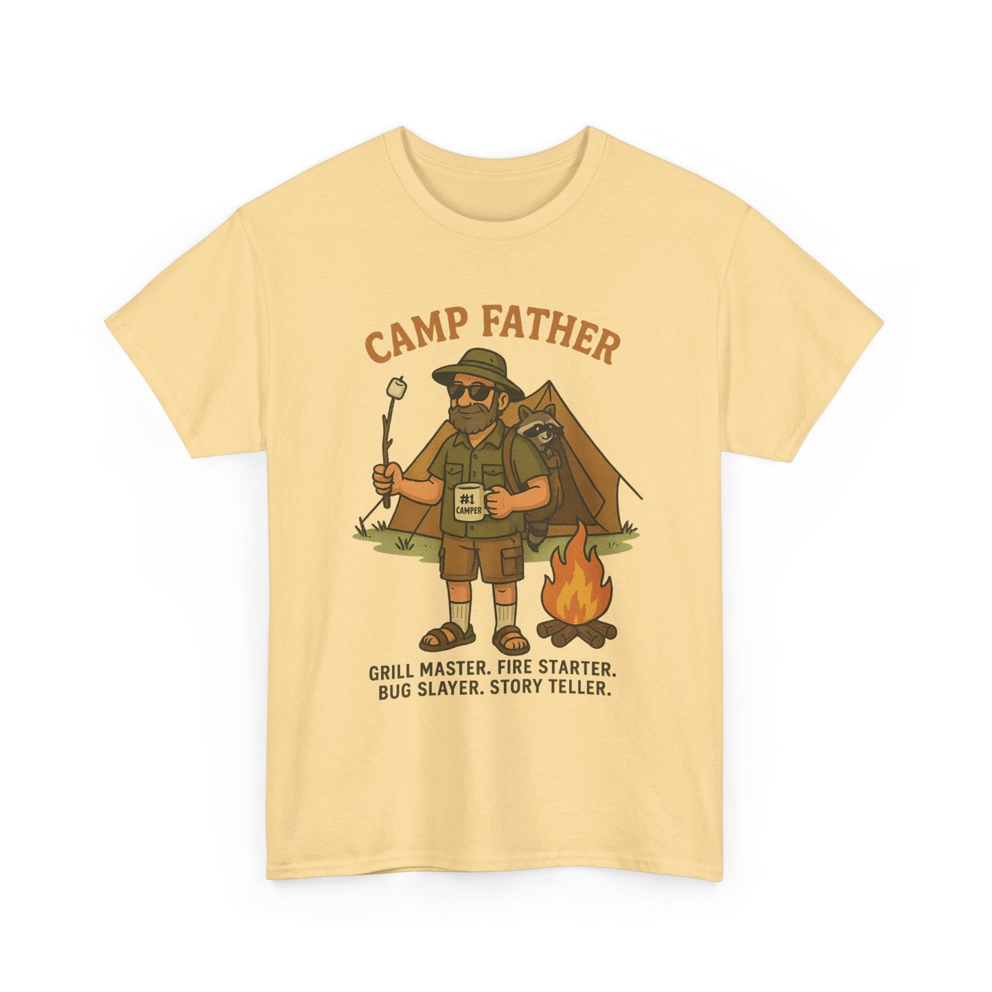 Camp Father Unisex Heavy Cotton Tee - Grill Master & Story Teller T-Shirt