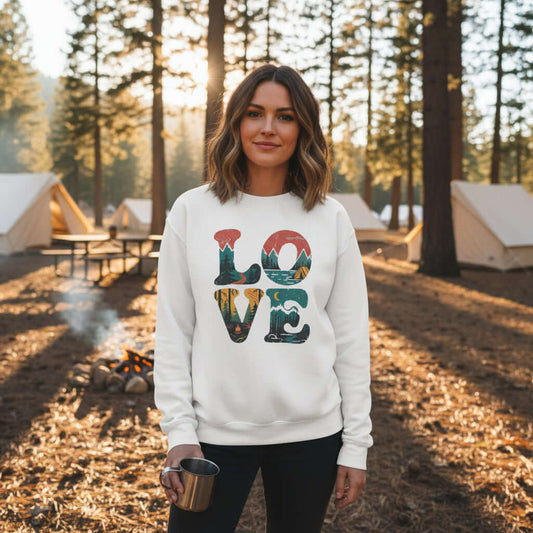 Loving Nature Crewneck Sweatshirt cozy unisex outdoor comfort and style for nature lovers and adventurers