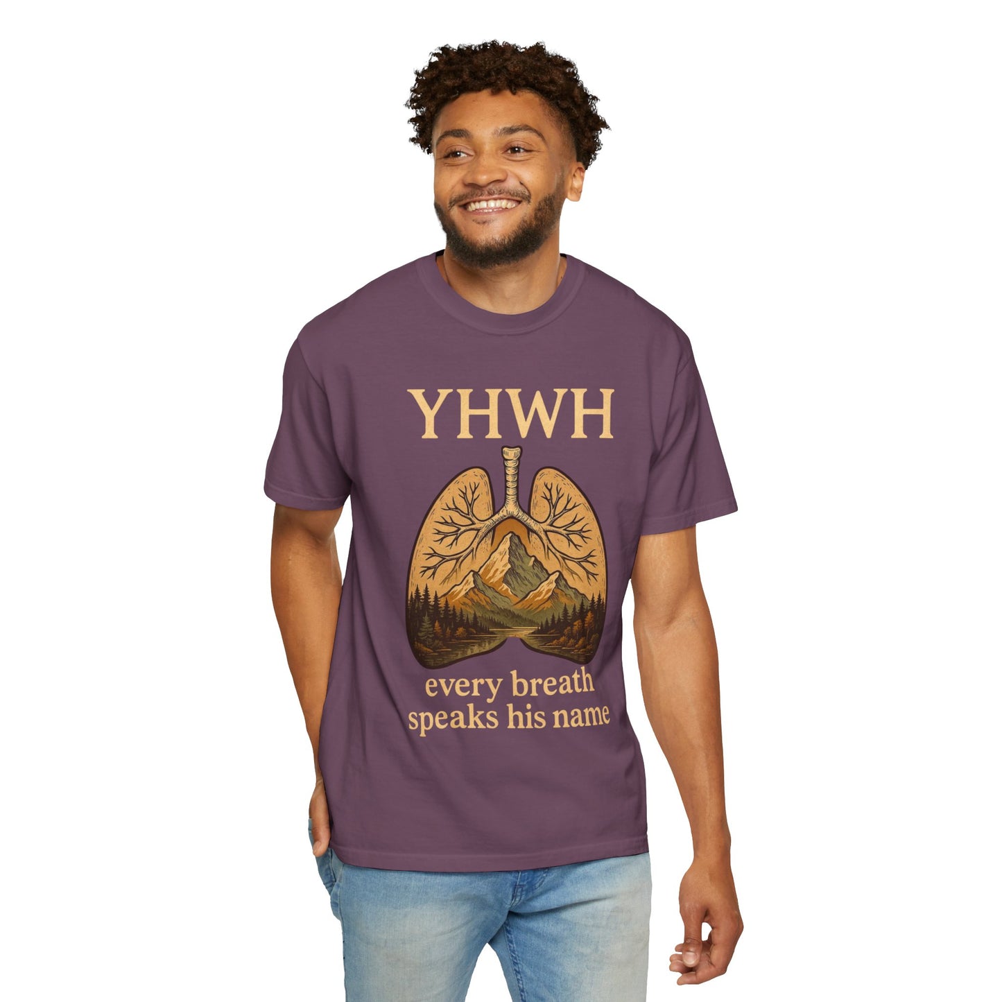 YHWH Lungs Illustration every breath speaks his name | Christian Faith Tee