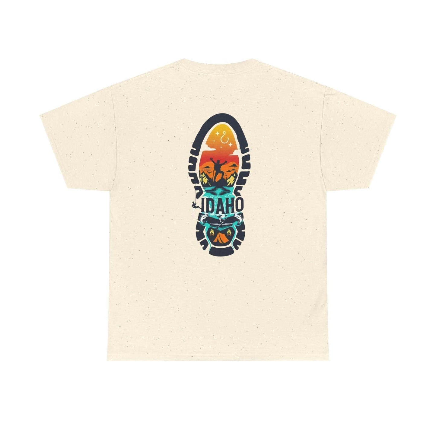 Idaho Hiking Boot Print T-Shirt | Camp & Comfort logo, outdoor travel tee