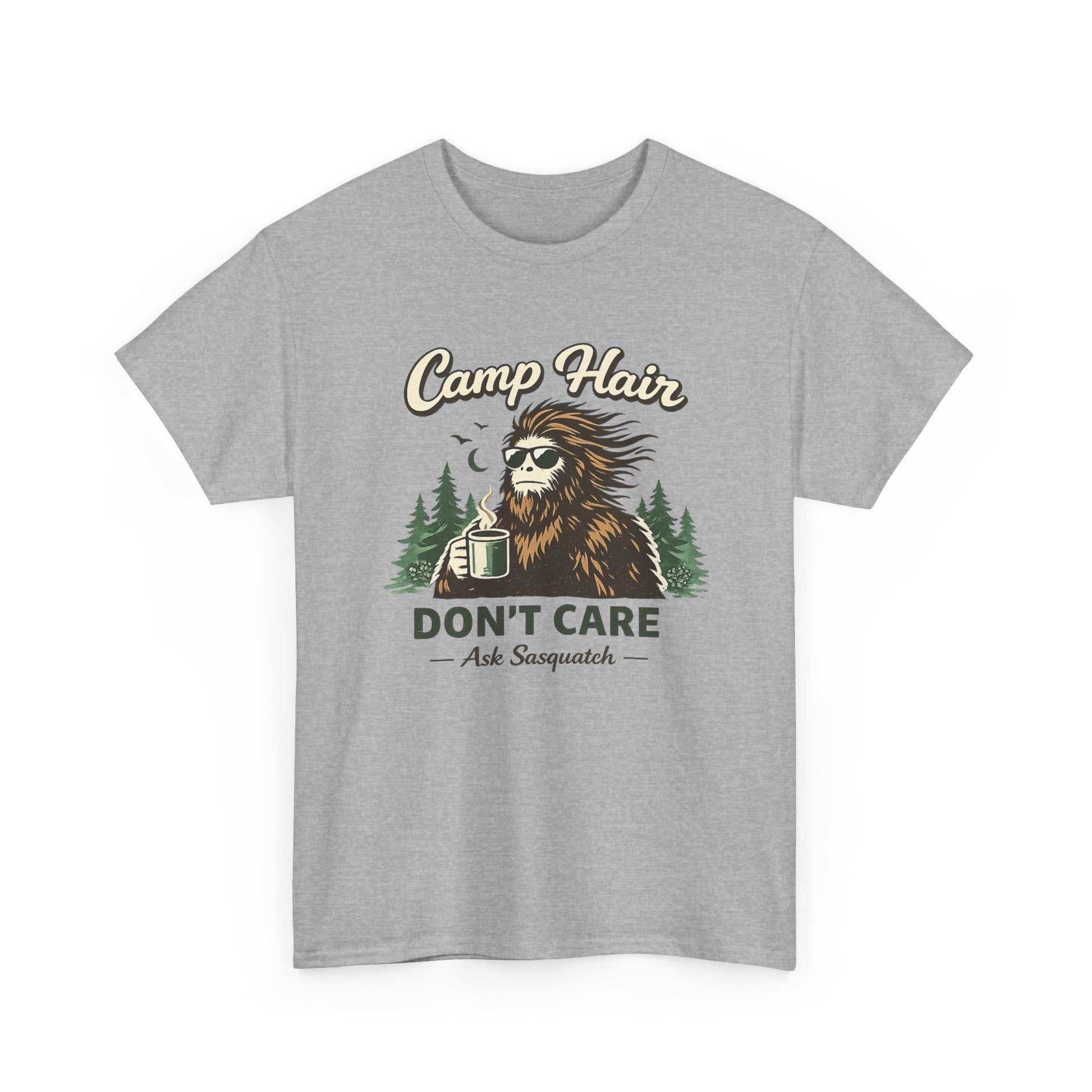 A Sassy Squatch t-shirt featuring a graphic of Bigfoot walking with a confident 'sassy' pose, printed on a premium tee.