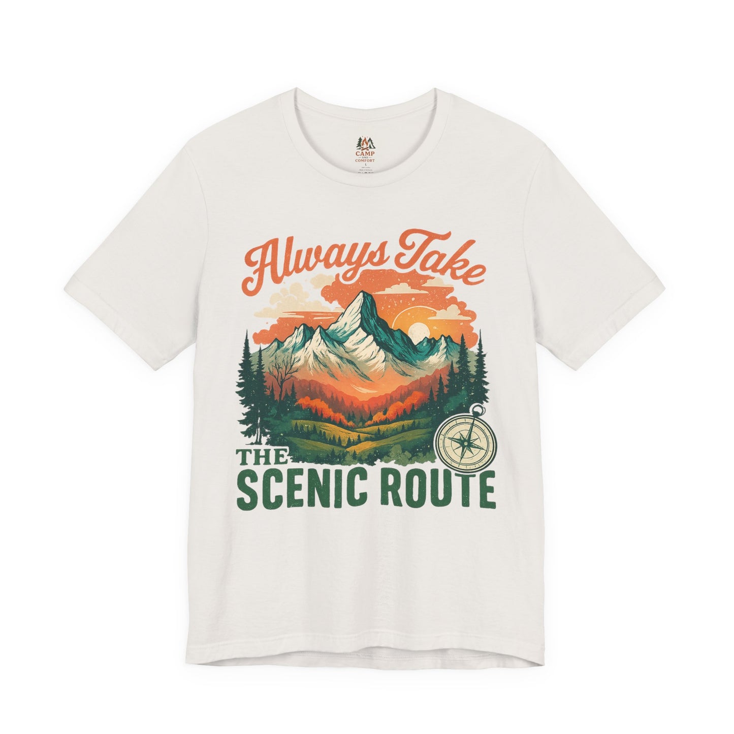 Always Take the Scenic Route Tee, Nature Lover Shirt, Adventure T-Shirt, Travel Outfit, Gift for Hikers, Unisex Outdoor Apparel