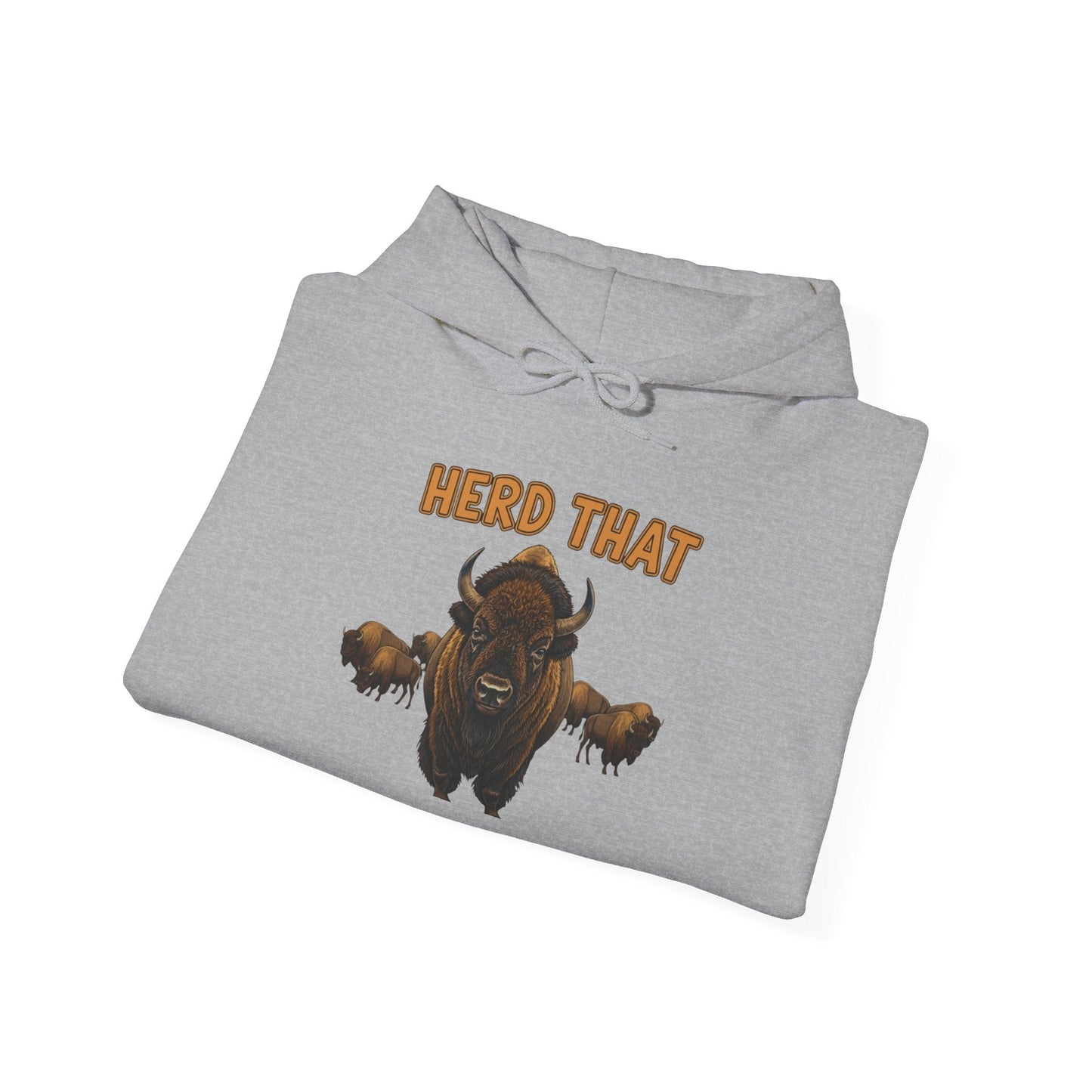 Herd That! Funny Yellowstone bison hoodie with vintage bison design and cozy blend fabric.