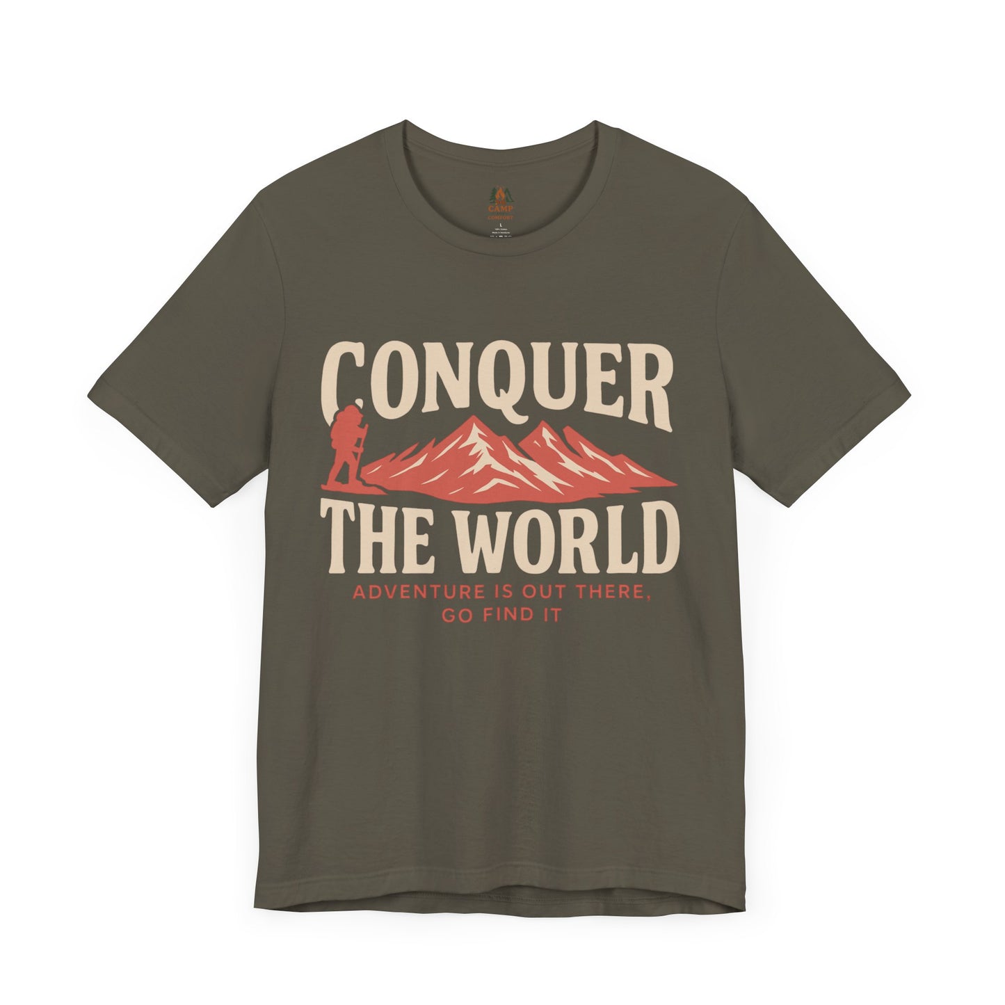 Adventure Seeker Tee - Conquer the World - Unisex Short Sleeve Shirt for Outdoor Lovers, Travel Enthusiasts, Gift for Adventurers