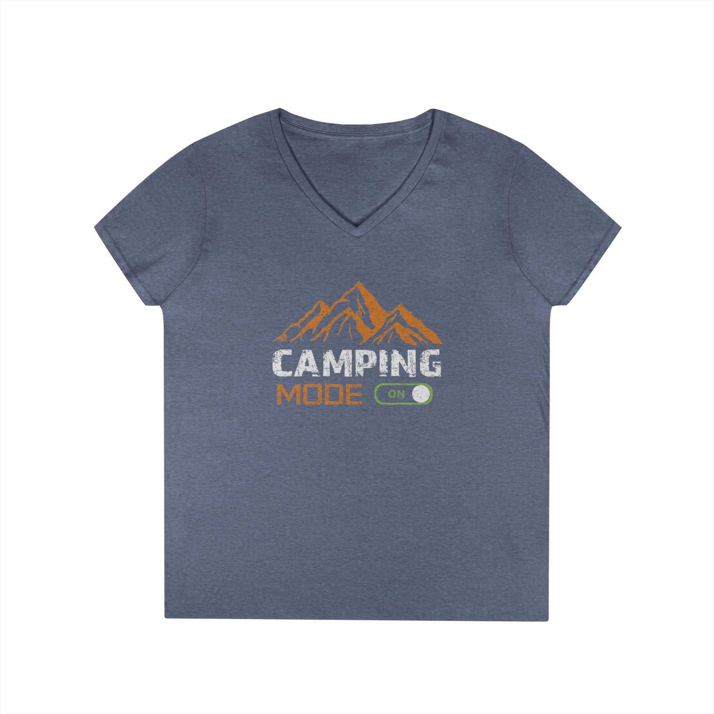 Camping Mode On V-Neck T-Shirt — Women's Outdoor Adventure Tee