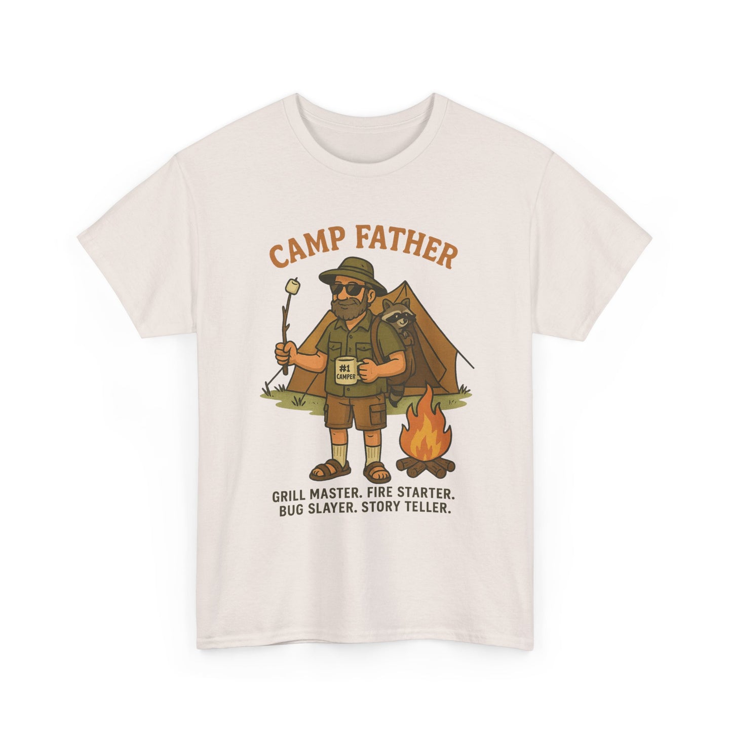 Camp Father Unisex Heavy Cotton Tee - Grill Master & Story Teller T-Shirt