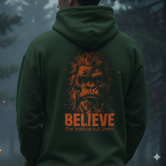 Believe Bigfoot Hoodie — "Believe the truth is out there" Camp & Comfort Pullover
