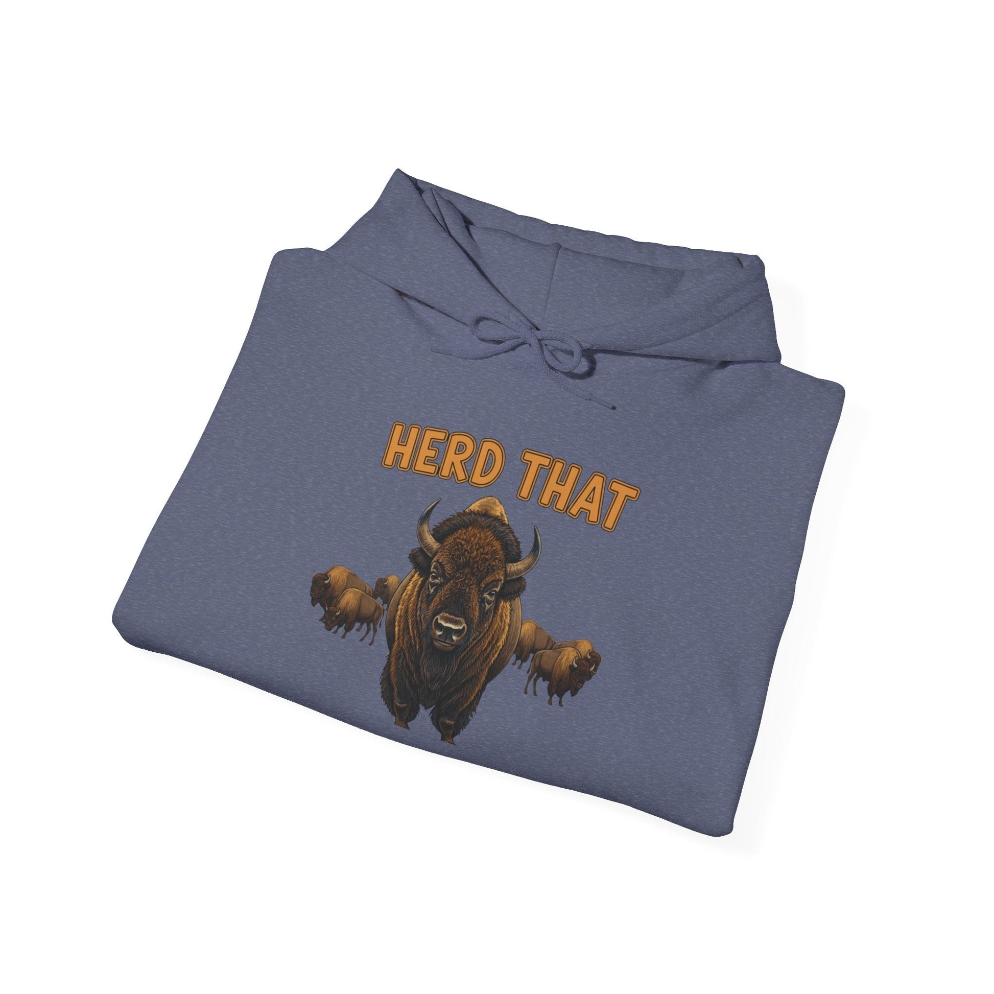 Herd That! Funny Yellowstone bison hoodie with vintage bison design and cozy blend fabric.