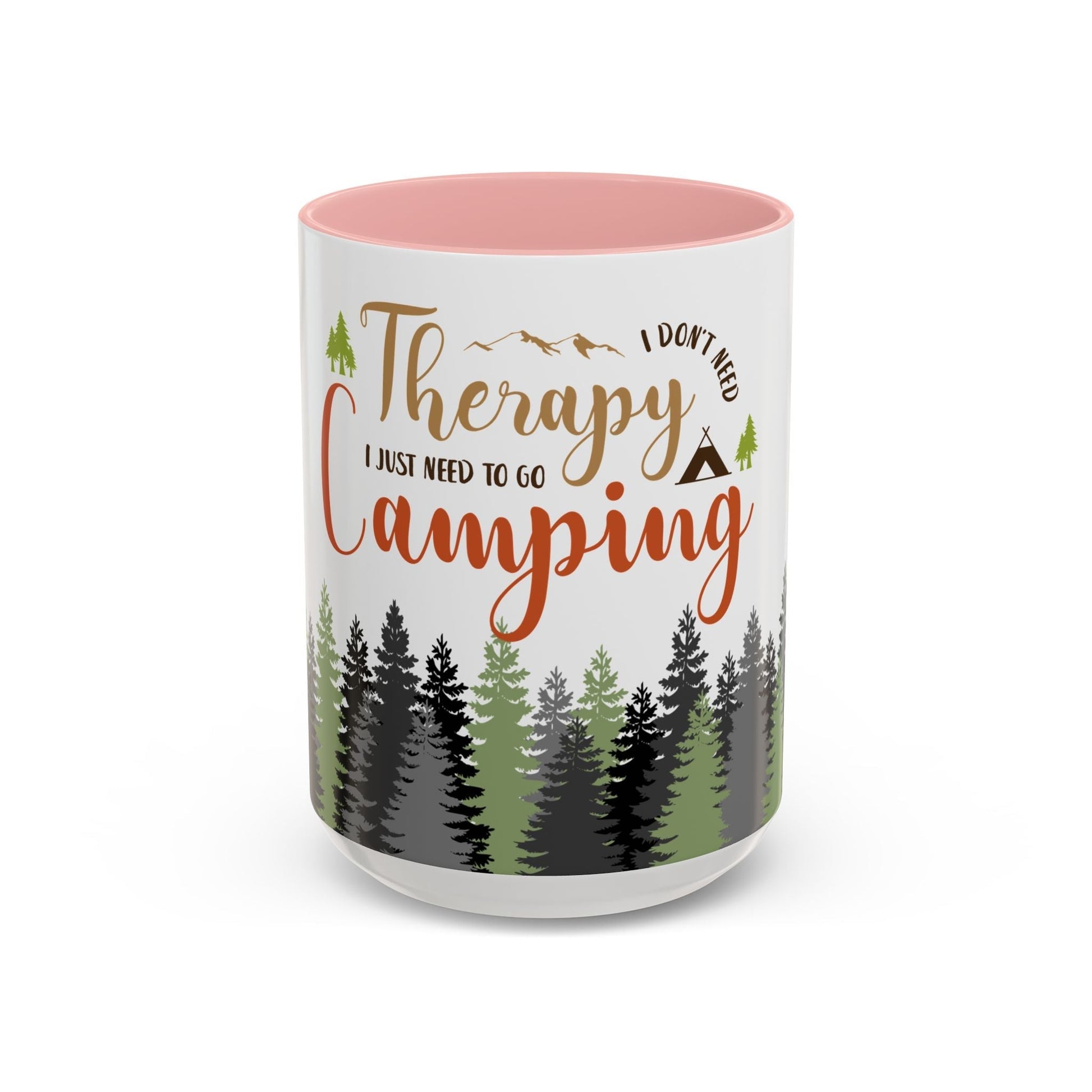 A person holding the I Don't Need Therapy I Just Need To Go Camping Mug next to a morning campfire.