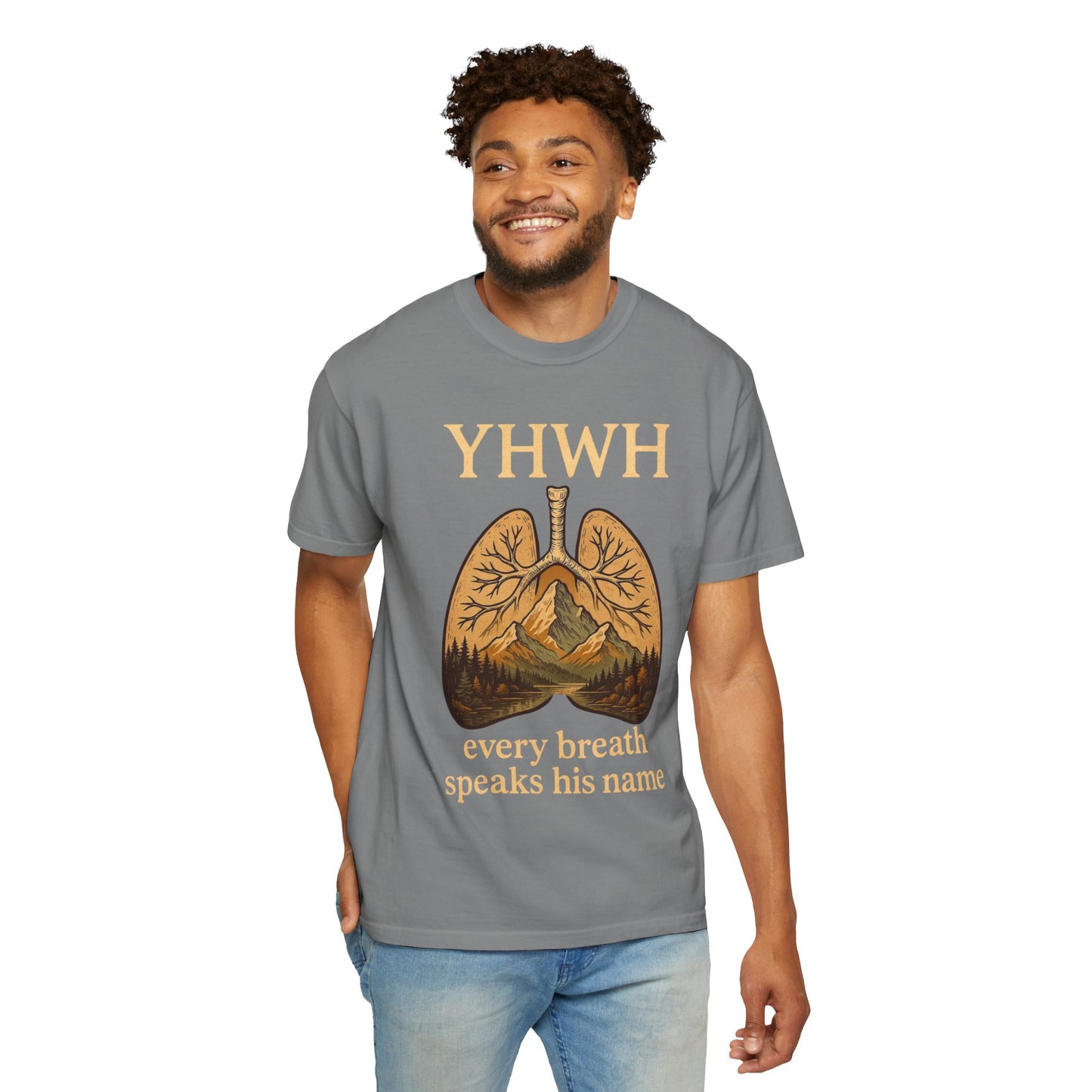 YHWH Lungs Illustration every breath speaks his name | Christian Faith Tee