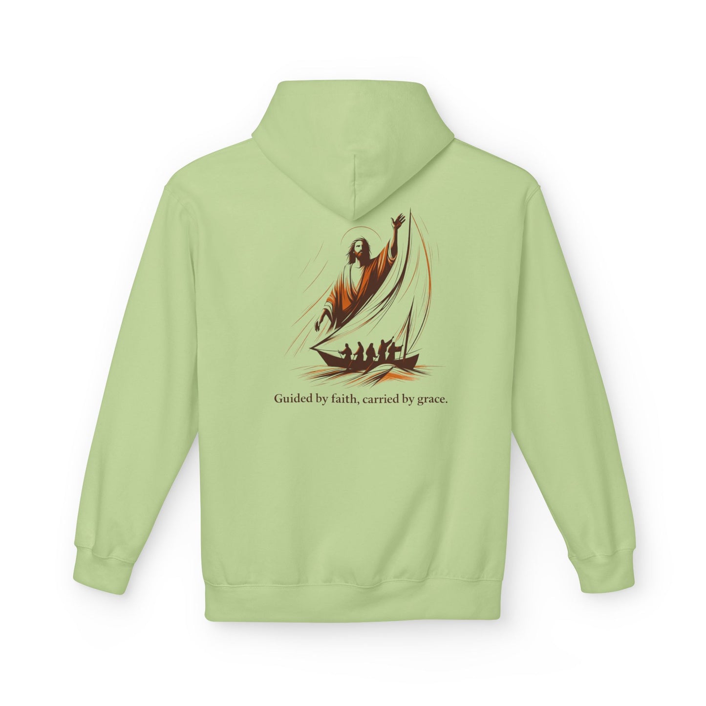 Jesus Sailing Hoodie — "Guided by faith, carried by grace" Christian Hoodie
