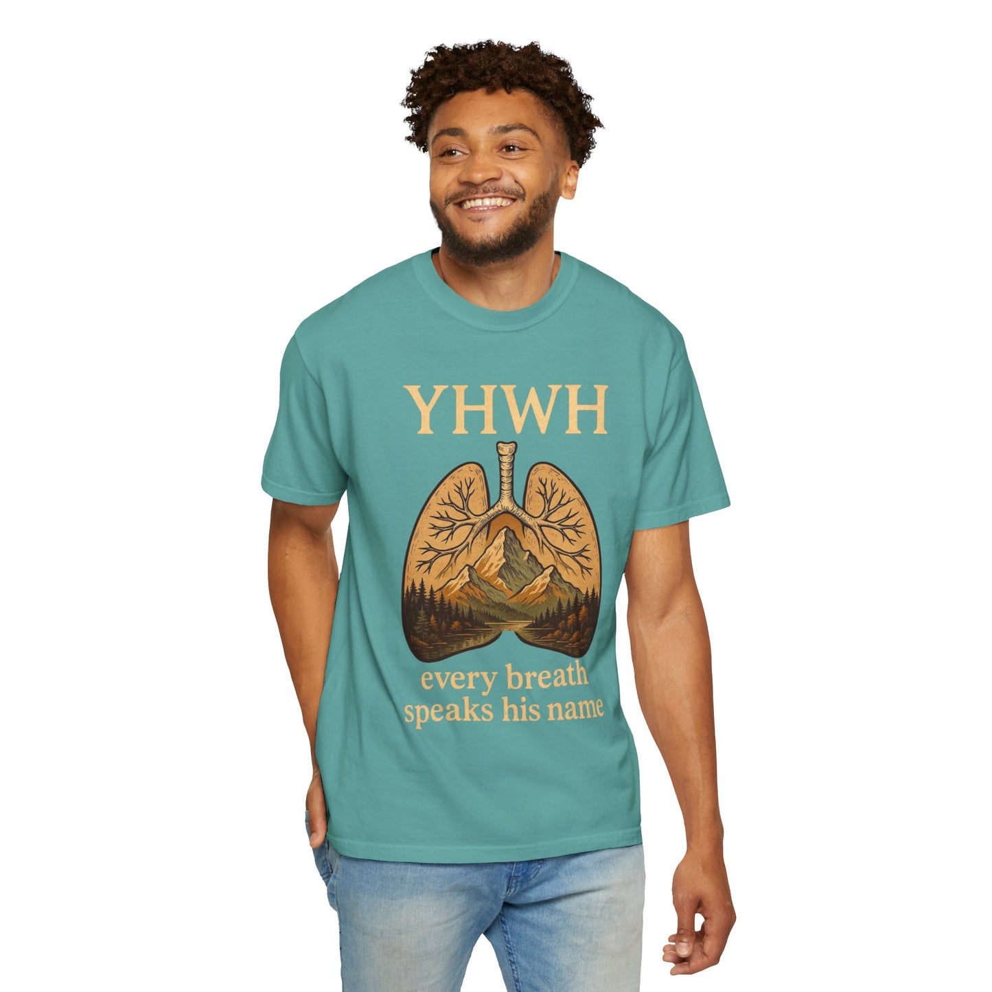 YHWH Lungs Illustration every breath speaks his name | Christian Faith Tee