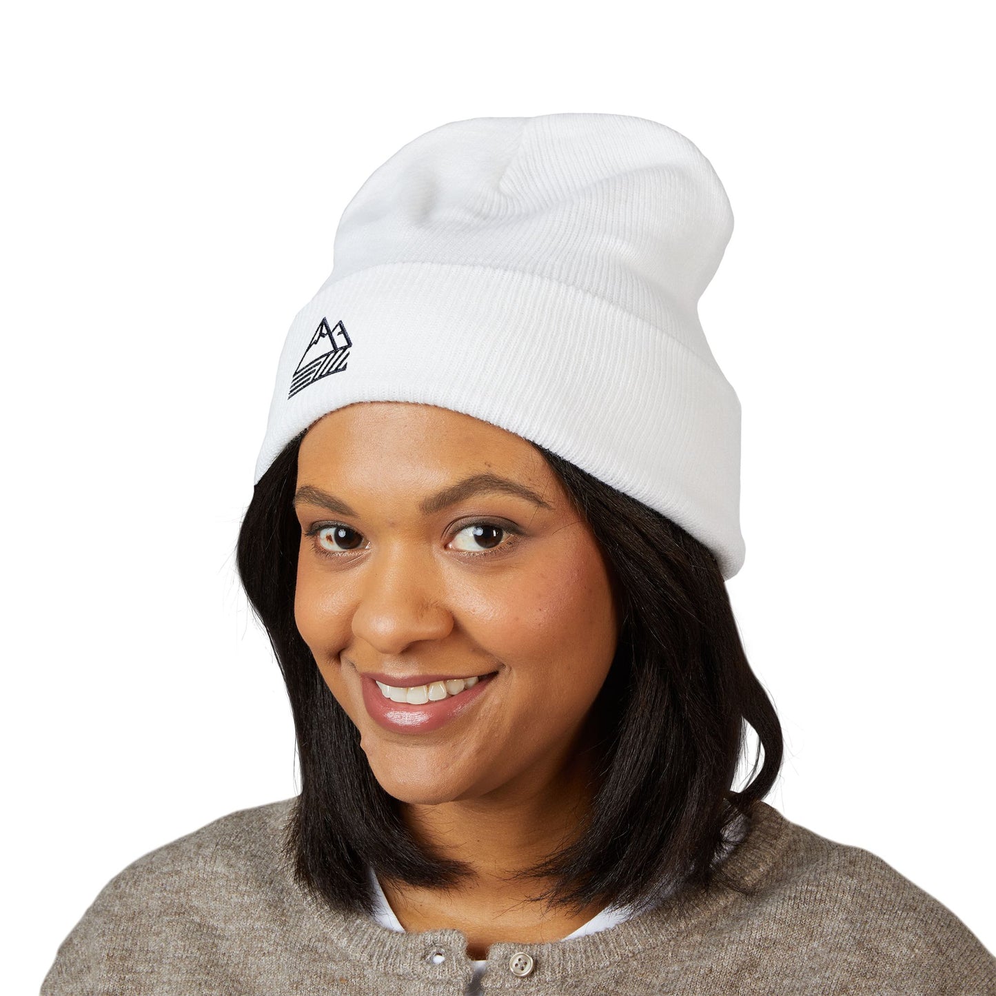 Winter Mountains Cuffed Beanie, Cozy Beanie, Outdoor Beanie, Gift for Him, Embroidered Hat, Winter Accessory