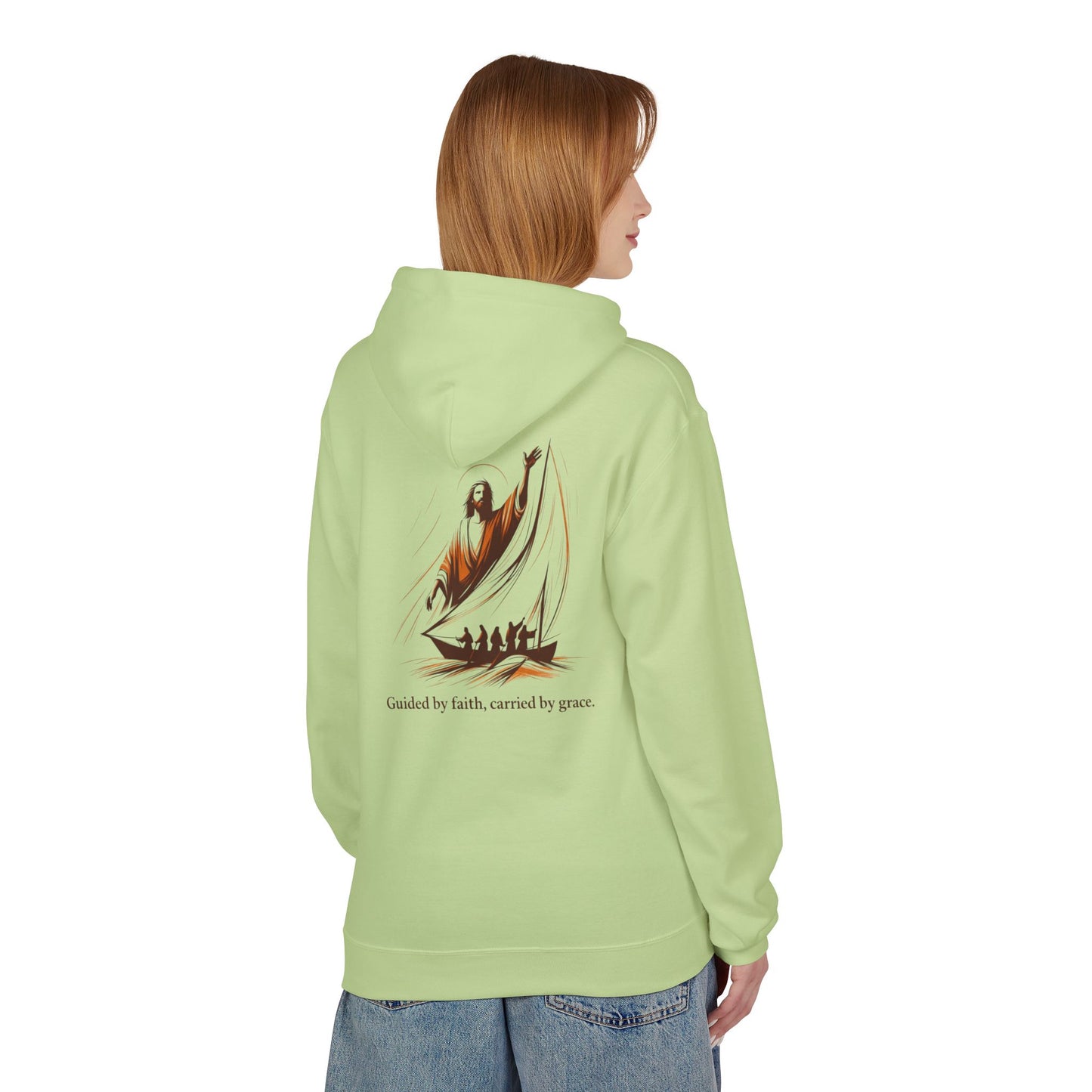 Jesus Sailing Hoodie — "Guided by faith, carried by grace" Christian Hoodie