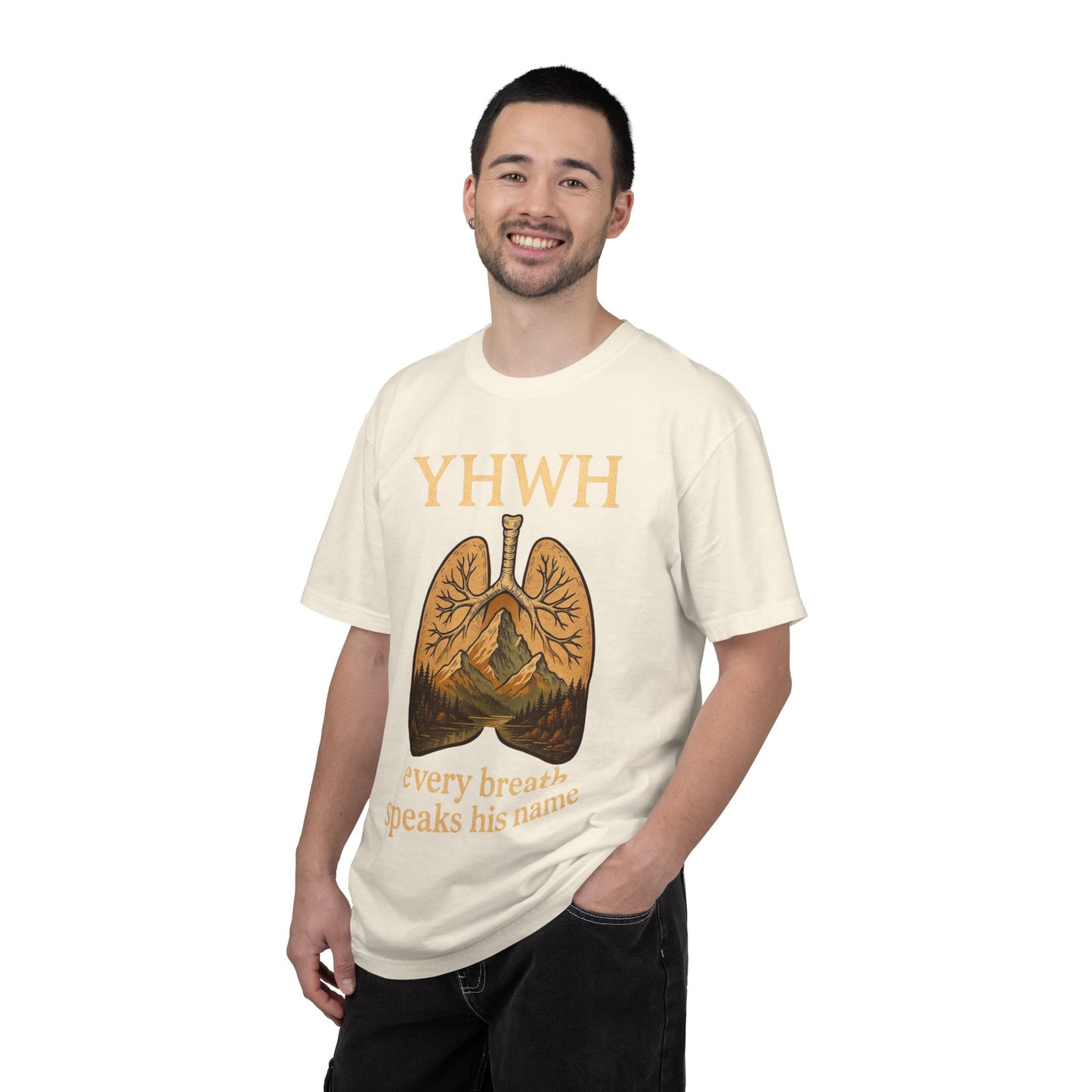 YHWH Lungs Illustration every breath speaks his name | Christian Faith Tee