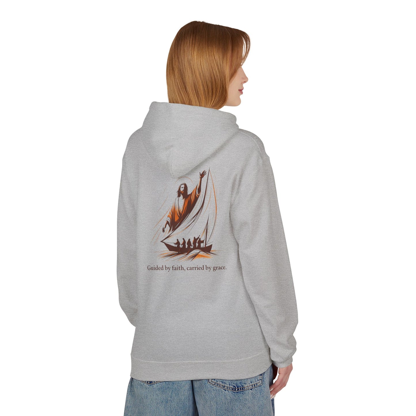 Jesus Sailing Hoodie — "Guided by faith, carried by grace" Christian Hoodie