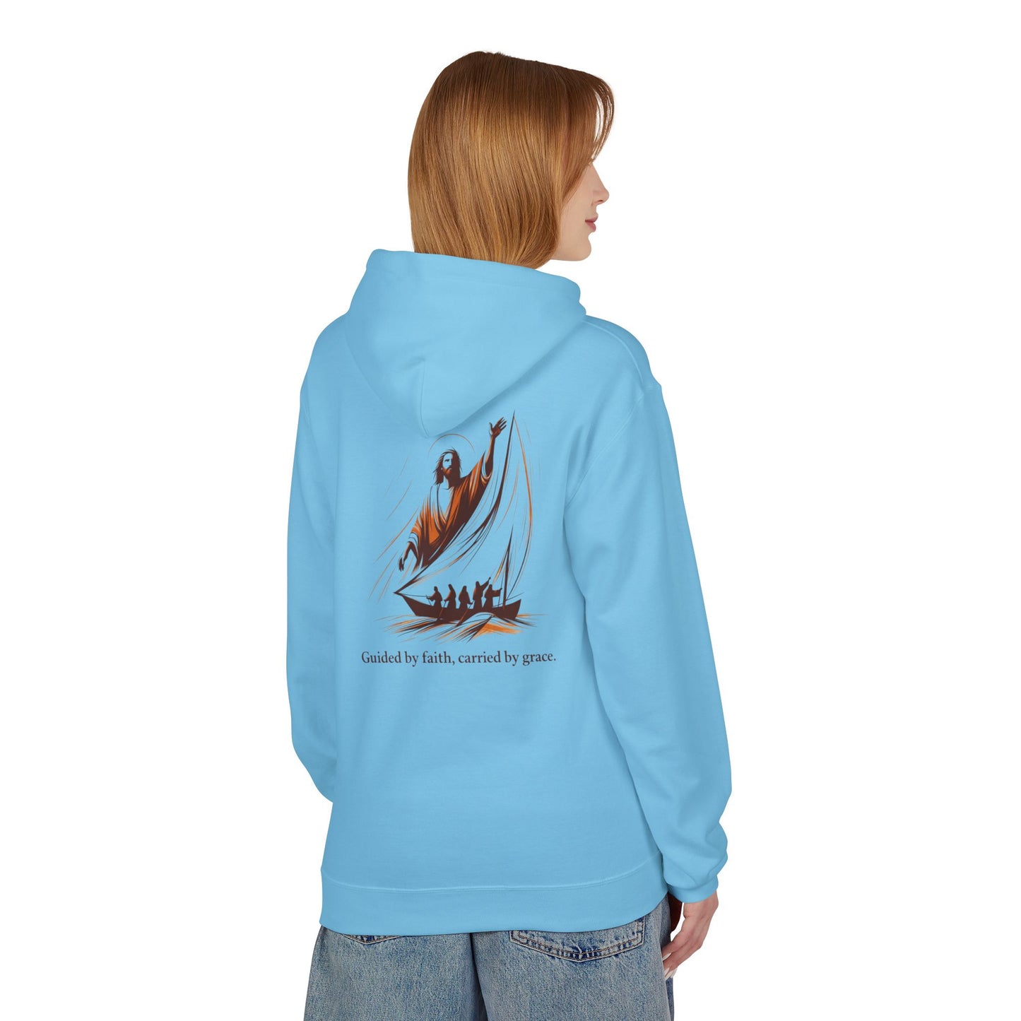 Jesus Sailing Hoodie — "Guided by faith, carried by grace" Christian Hoodie