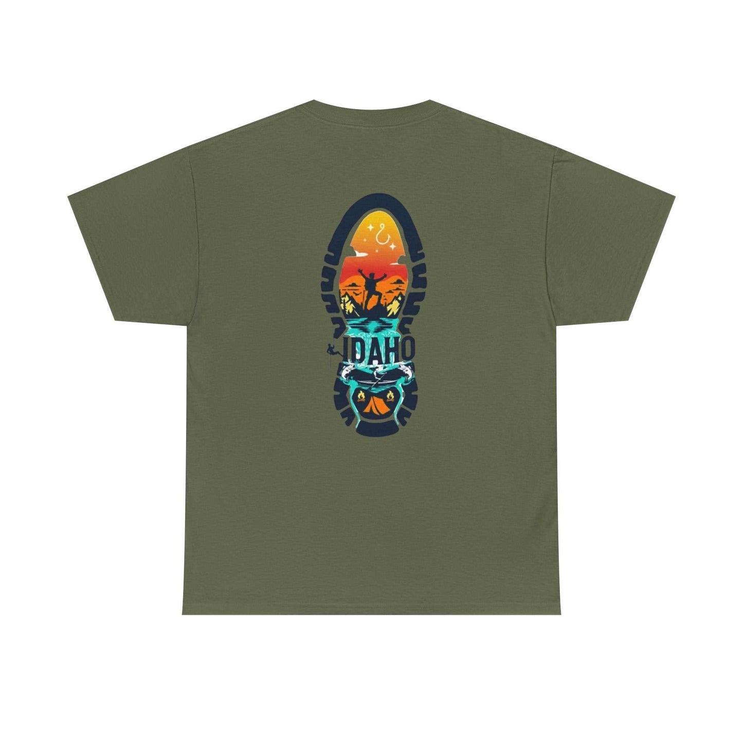 Idaho Hiking Boot Print T-Shirt | Camp & Comfort logo, outdoor travel tee