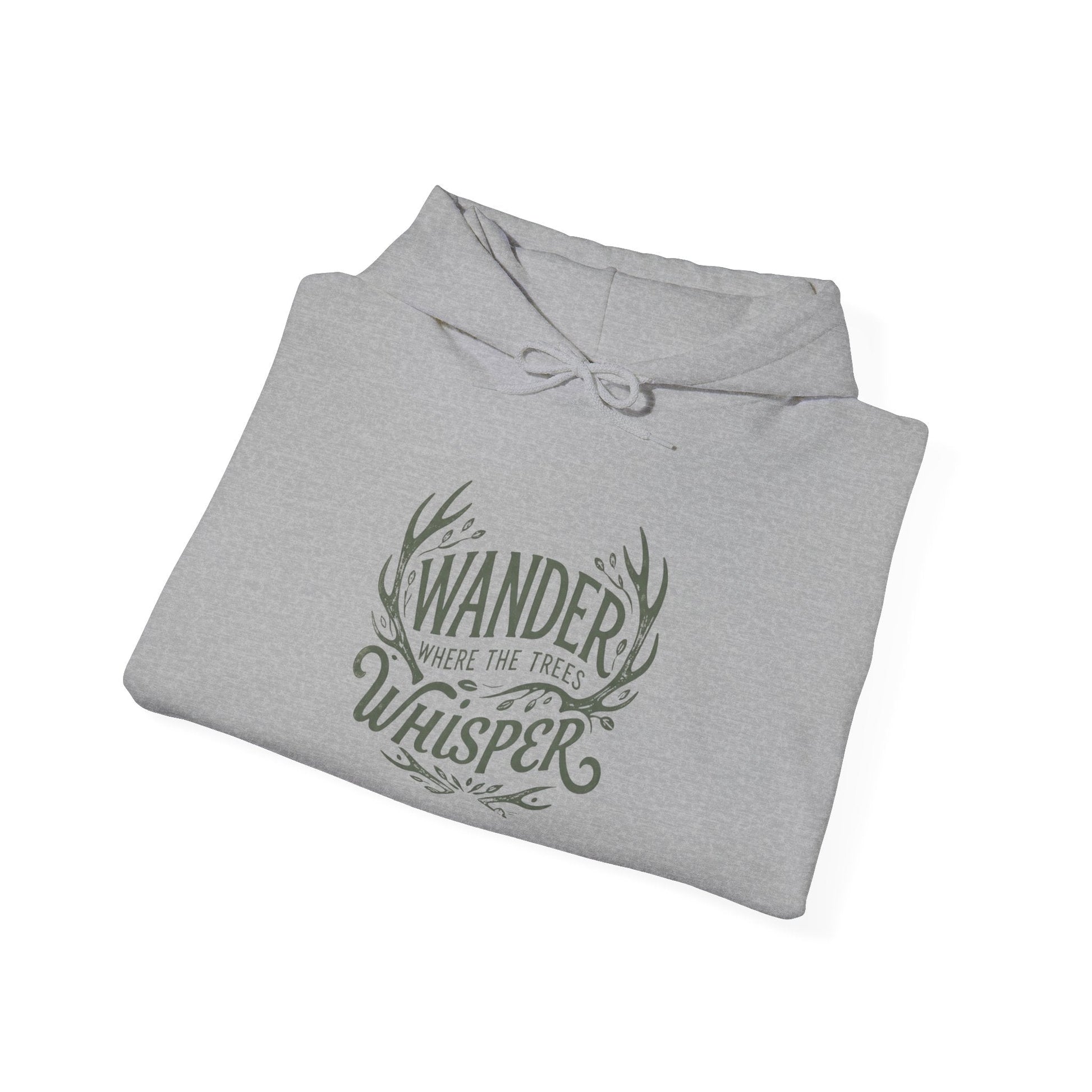 Wander Where the Trees Whisper Sweater - Elk Camping Soft Warm Hoodie, Unisex Heavy Blend™ Sweatshirt, Gift for Nature Lovers Printify