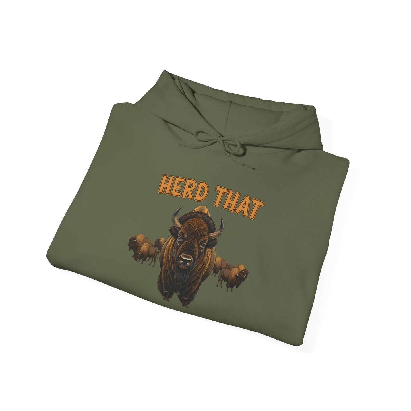 Herd That! Funny Yellowstone bison hoodie with vintage bison design and cozy blend fabric.