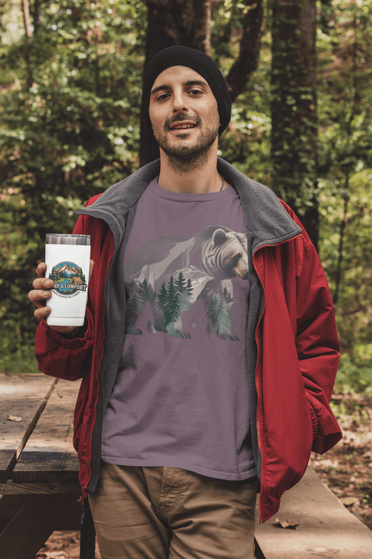 Adventure Bear Tee with bold bear design for outdoor adventures and breathable fabric.