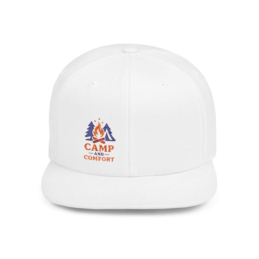 Adventure-ready flat bill snapback cap with green undervisor, adjustable snap closure, and breathable six-panel design for outdoor and casual wear.