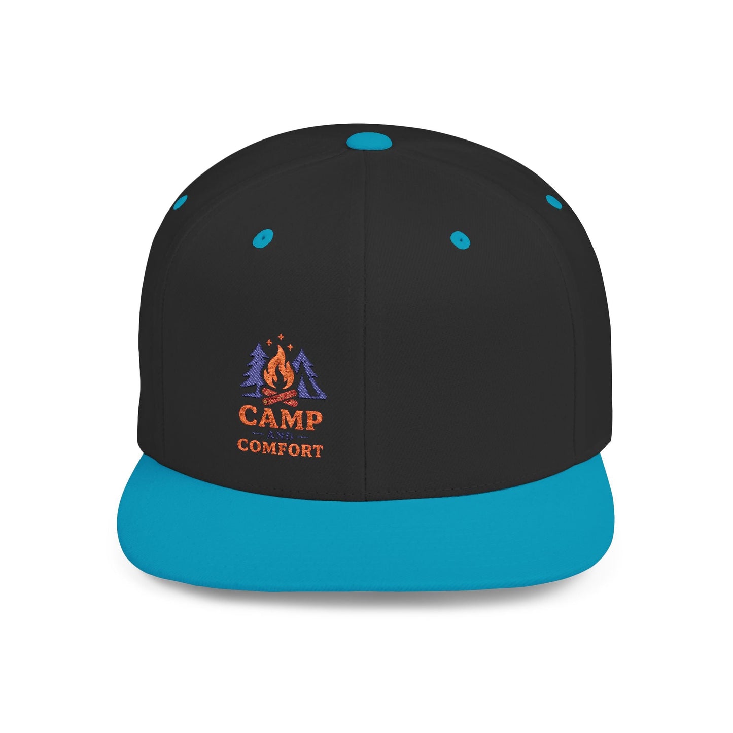 Adventure - Ready Flat Bill Snapback - 'Camp and Comfort' Design - Camp and Comfort