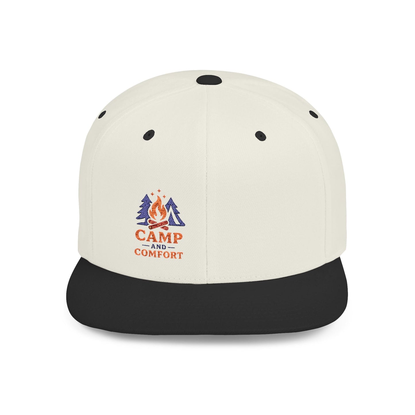 Adventure - Ready Flat Bill Snapback - 'Camp and Comfort' Design - Camp and Comfort